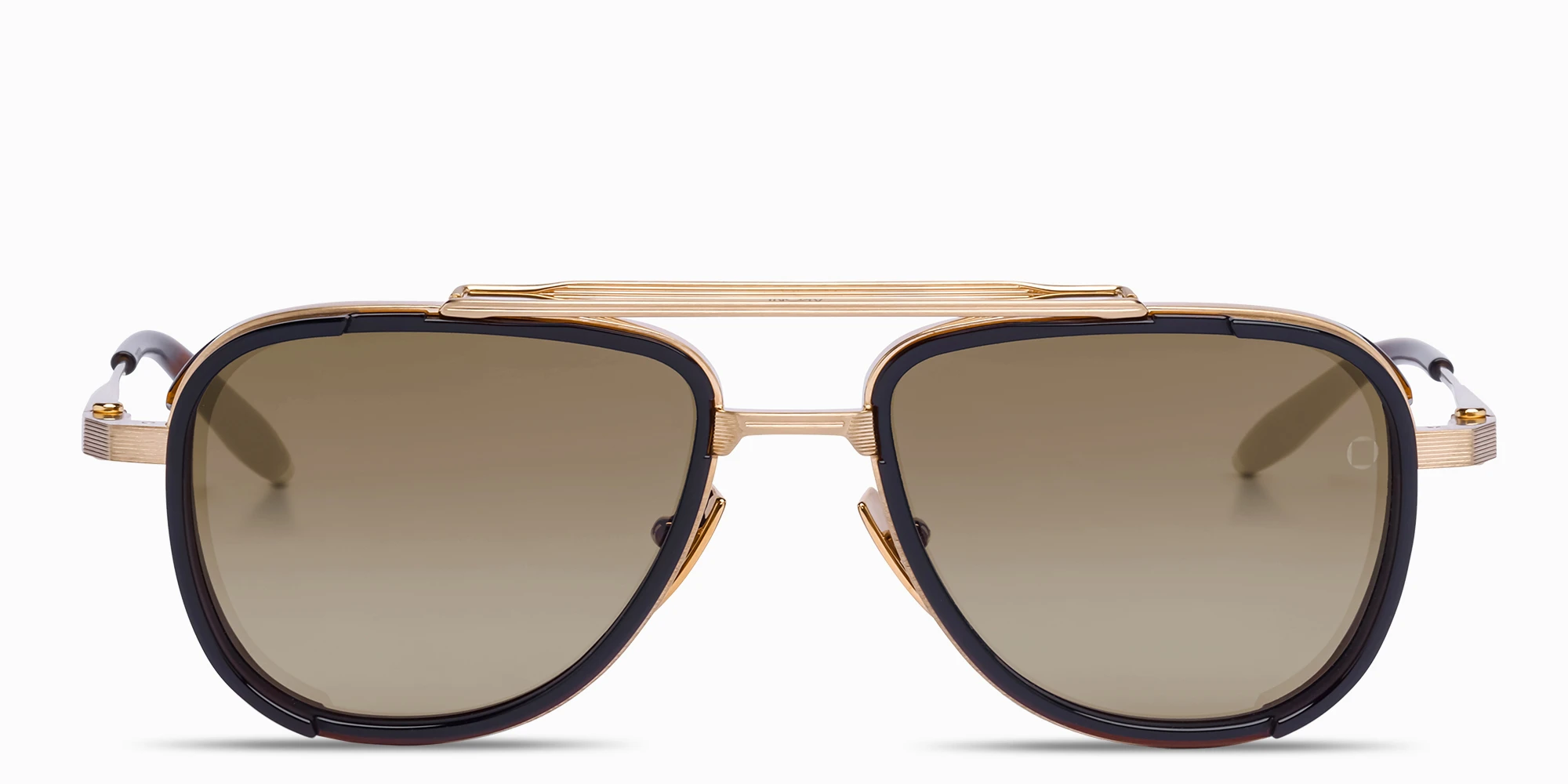 Shop AKONI Spitzer Unisex Aviator Sunglasses in Gold online.