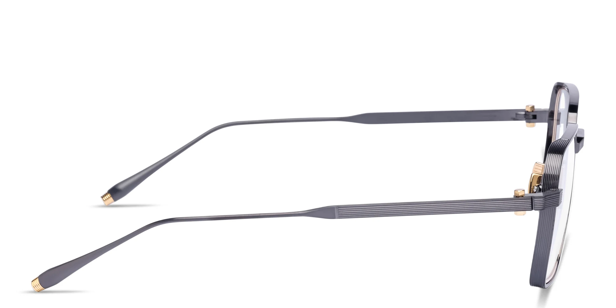 Shop AKONI Giano Unisex Square Eyeglasses in Black Gold online.