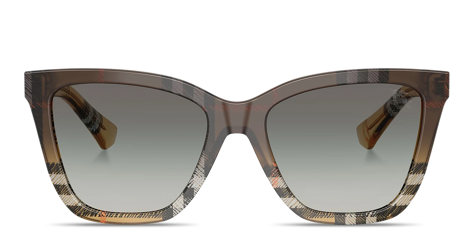 Shop BURBERRY Check Square Sunglasses in Check Sand online.