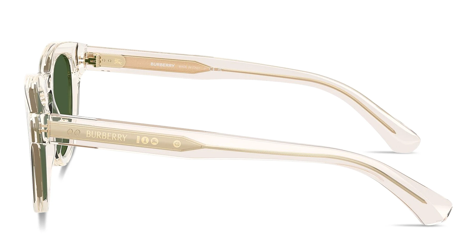 Shop BURBERRY Logo Signature Panthos Sunglasses in Transparent Yellow online.
