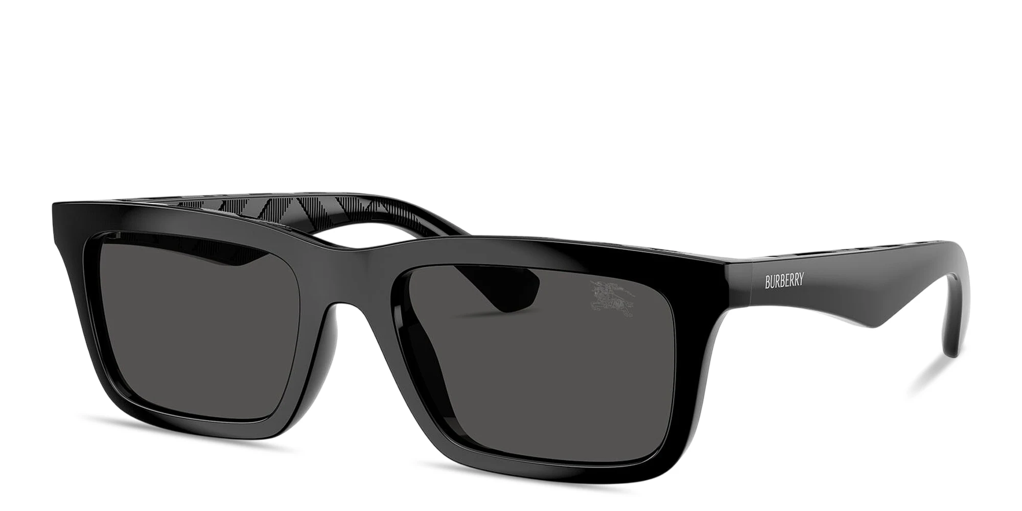 Shop BURBERRY Logo Signature Rectangle Sunglasses in Black online.