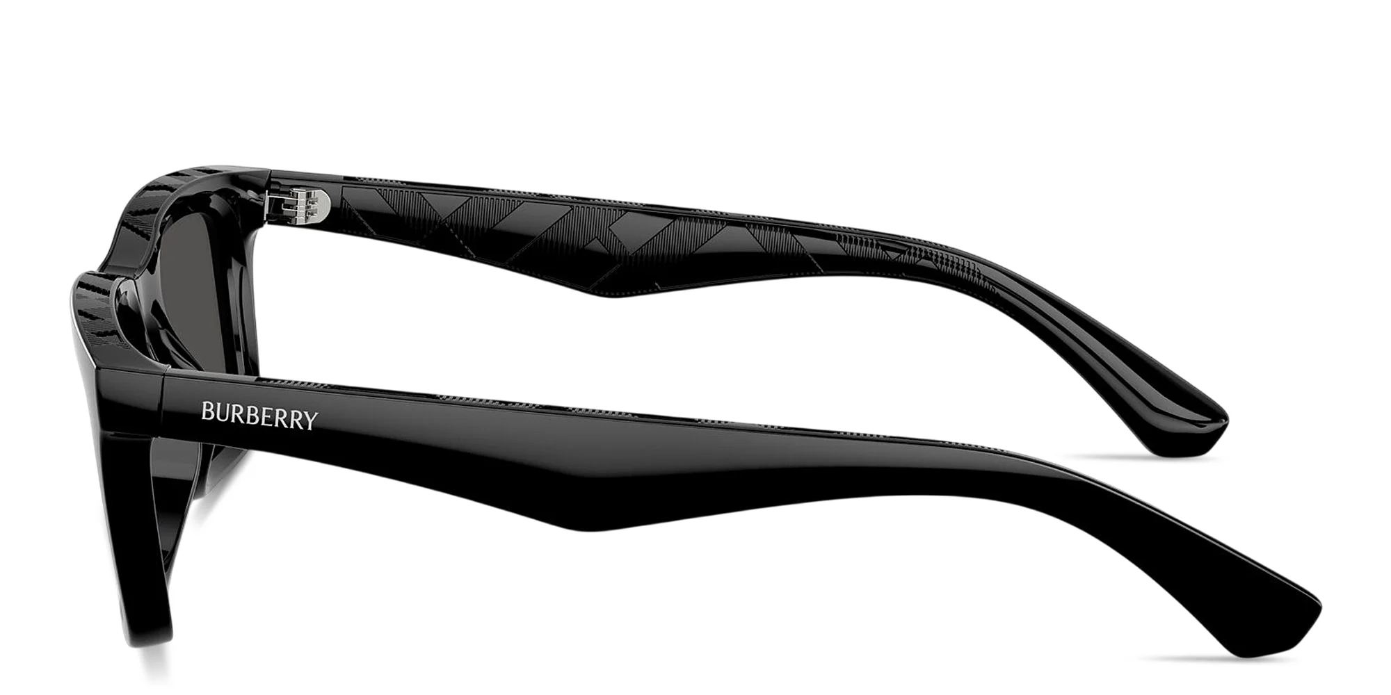 Shop BURBERRY Logo Signature Rectangle Sunglasses in Black online.