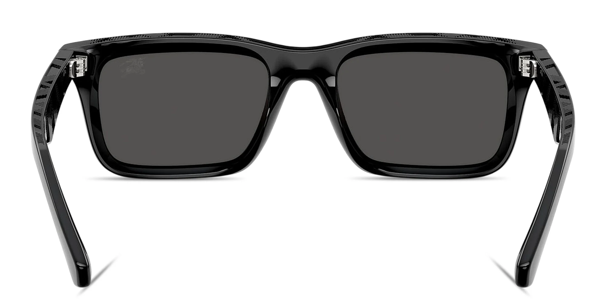 Shop BURBERRY Logo Signature Rectangle Sunglasses in Black online.
