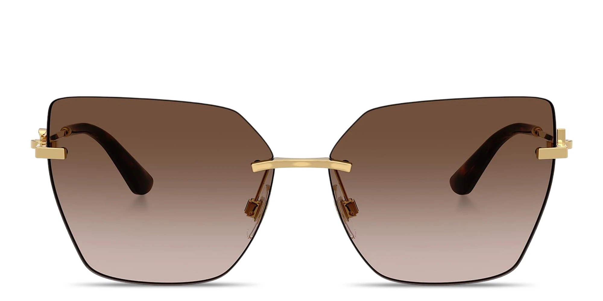 Shop Dolce & Gabbana DG Rimless Cat-Eye Sunglasses in Gold online.