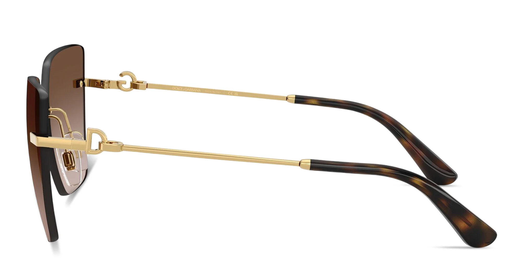 Shop Dolce & Gabbana DG Rimless Cat-Eye Sunglasses in Gold online.