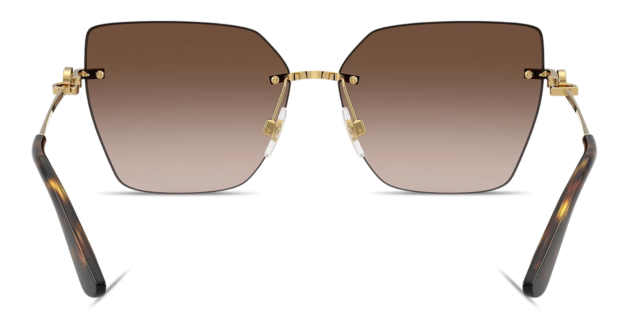 Shop Dolce & Gabbana DG Rimless Cat-Eye Sunglasses in Gold online.