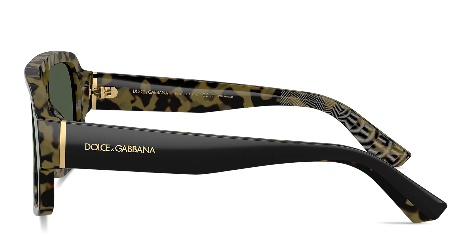 Shop Dolce & Gabbana Logo Signature Square Sunglasses in Black On Yellow Havana online.