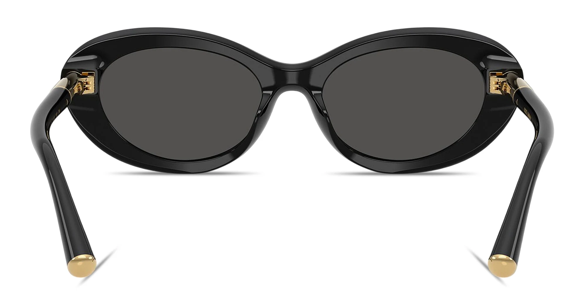 Shop Dolce & Gabbana Engraved Logo Oval Sunglasses in Black online.
