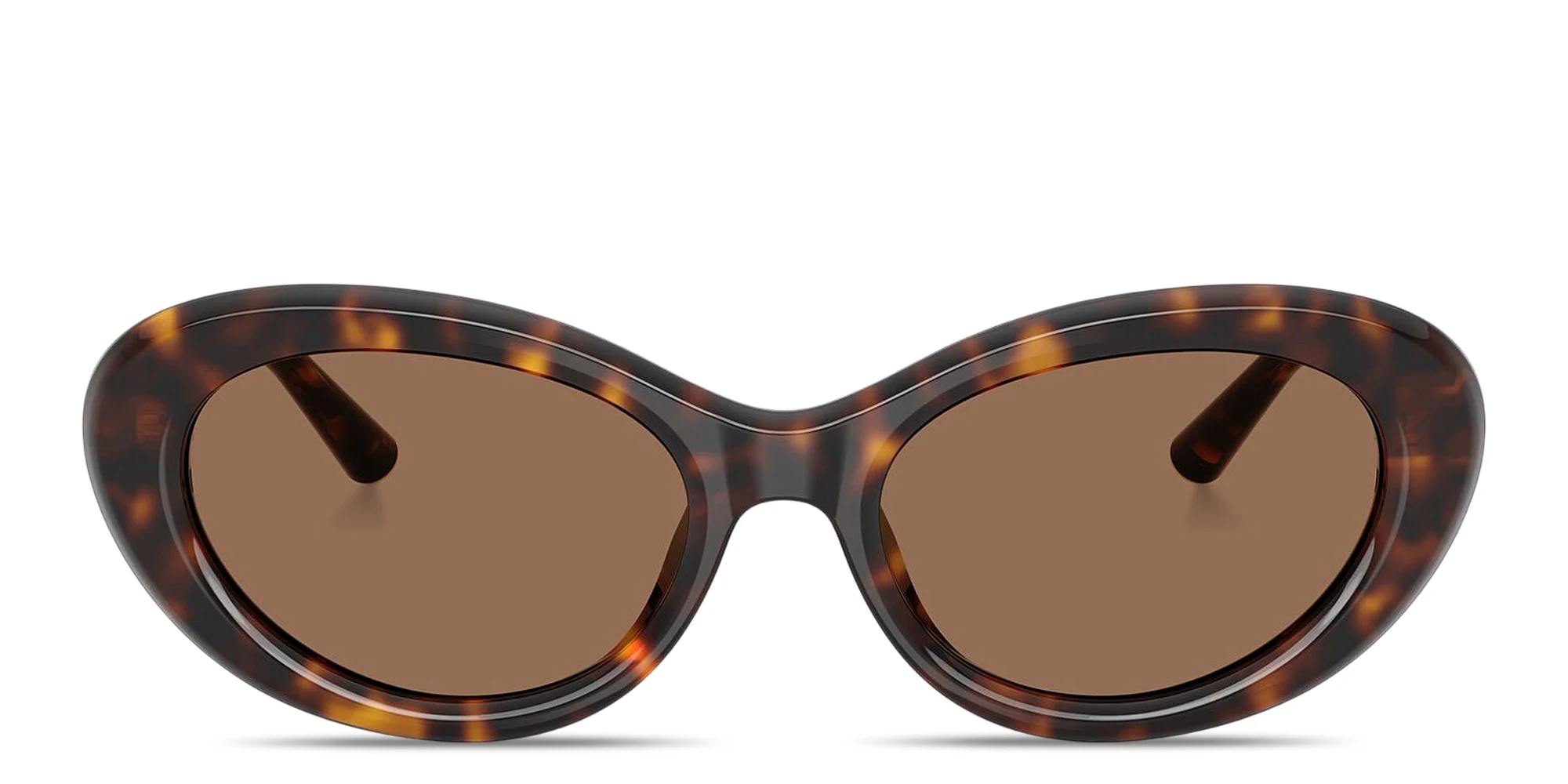 Shop Dolce & Gabbana Engraved Logo Oval Sunglasses in Havana online.