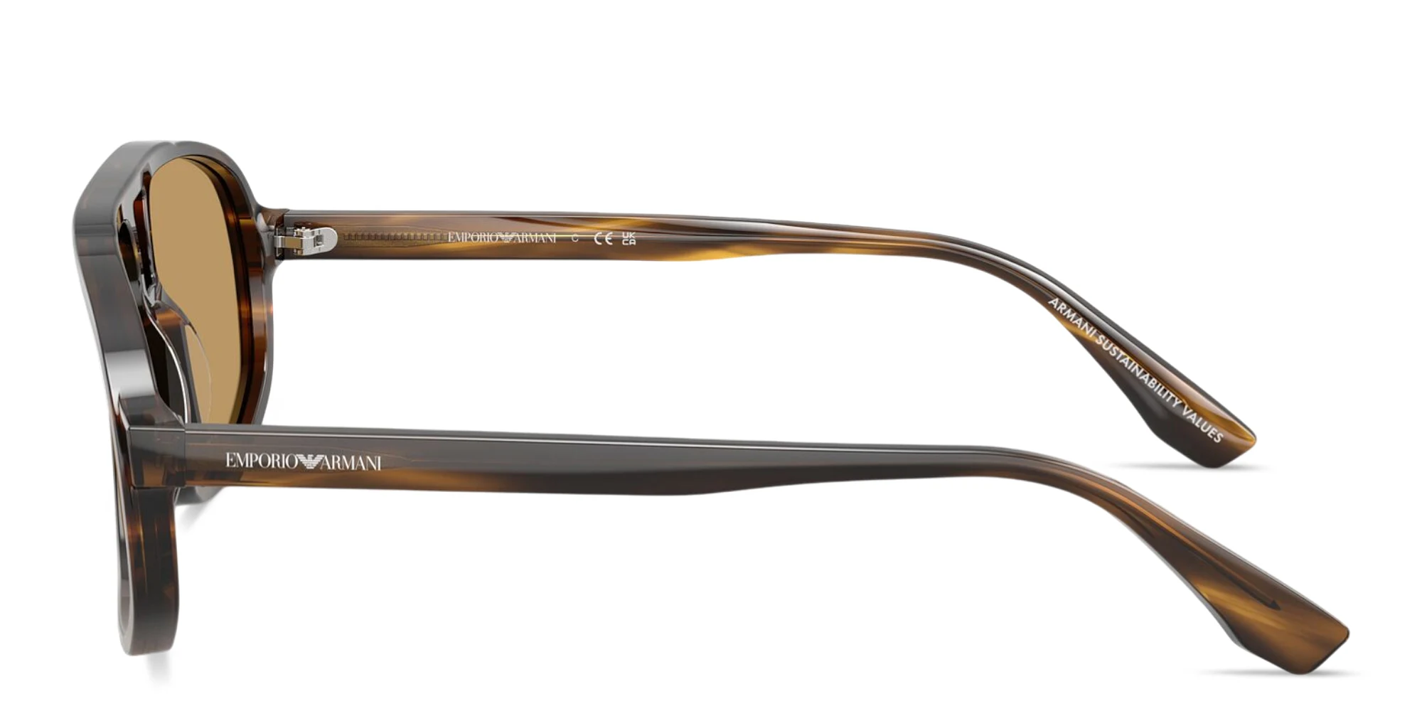 Shop Emporio Armani Logo Signature Pilot Sunglasses in Striped Dark Green online.