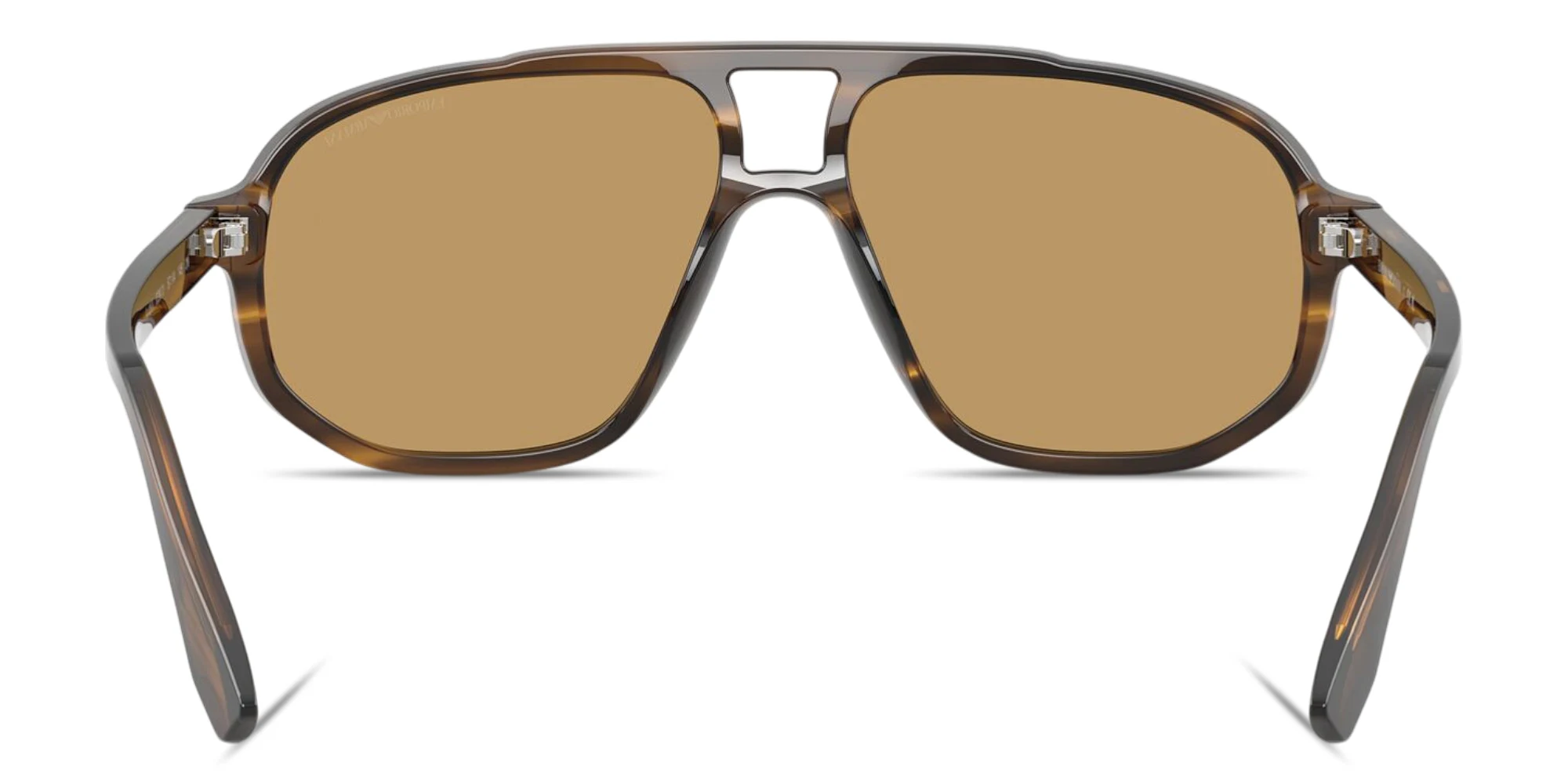 Shop Emporio Armani Logo Signature Pilot Sunglasses in Striped Dark Green online.