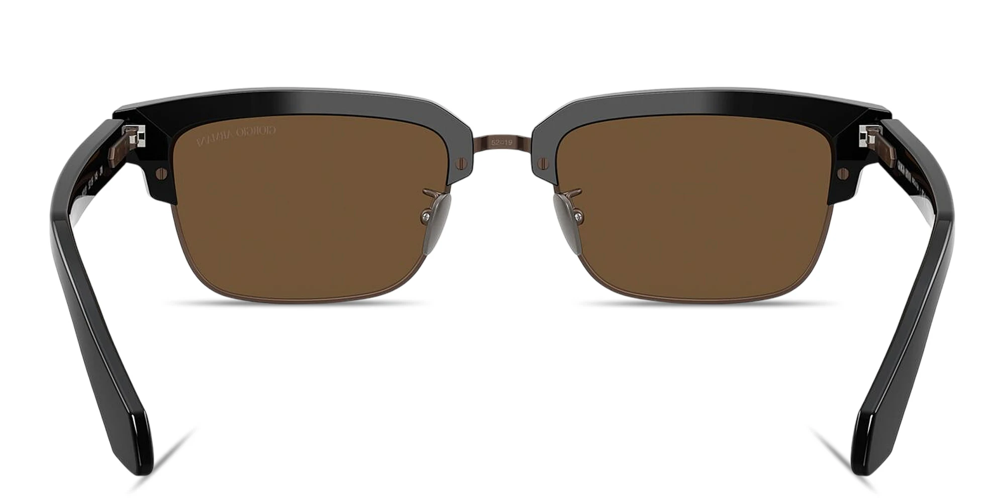 Shop GIORGIO ARMANI Logo Signature Rectangle Sunglasses in Black online.
