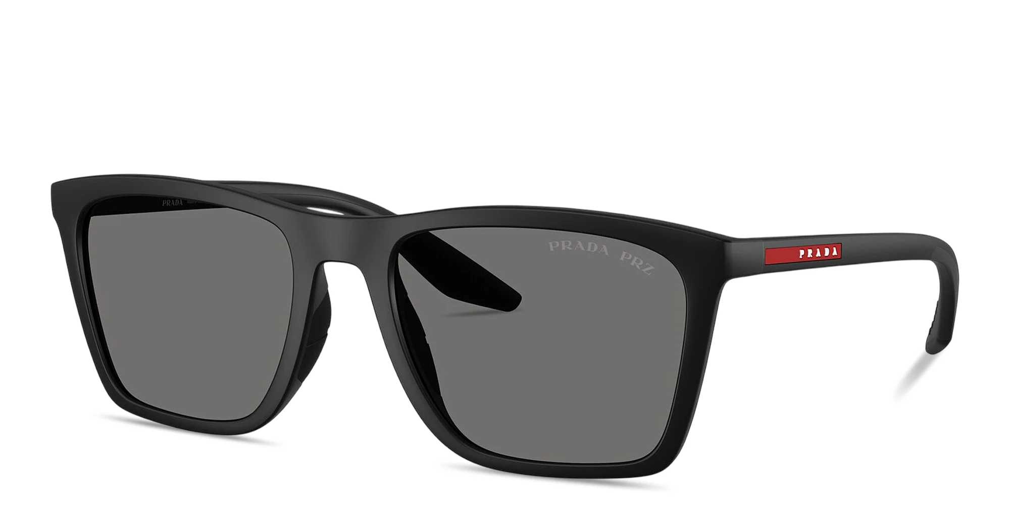 Shop Prada Linea Rossa Logo Signature Pillow Sunglasses in Matte Black online.