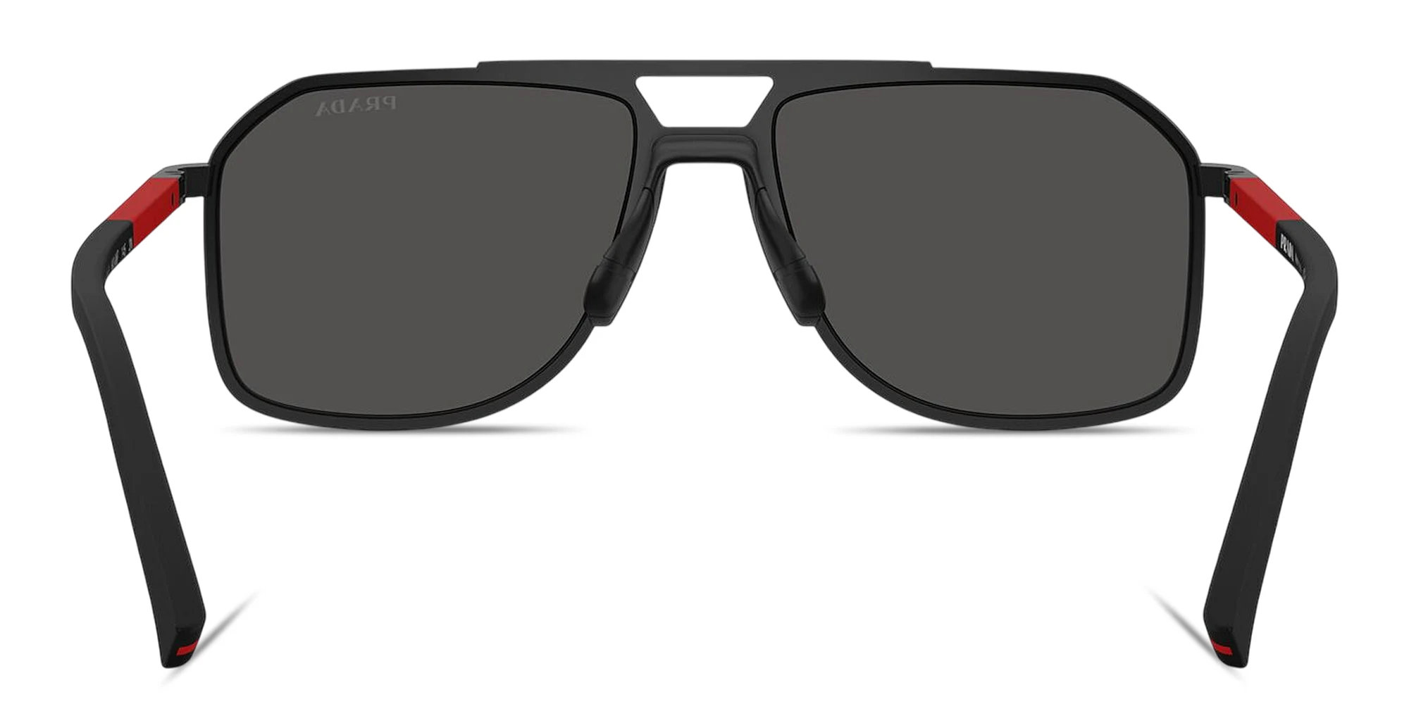 Shop Prada Linea Rossa Logo Signature Aviator Sunglasses in Black online.