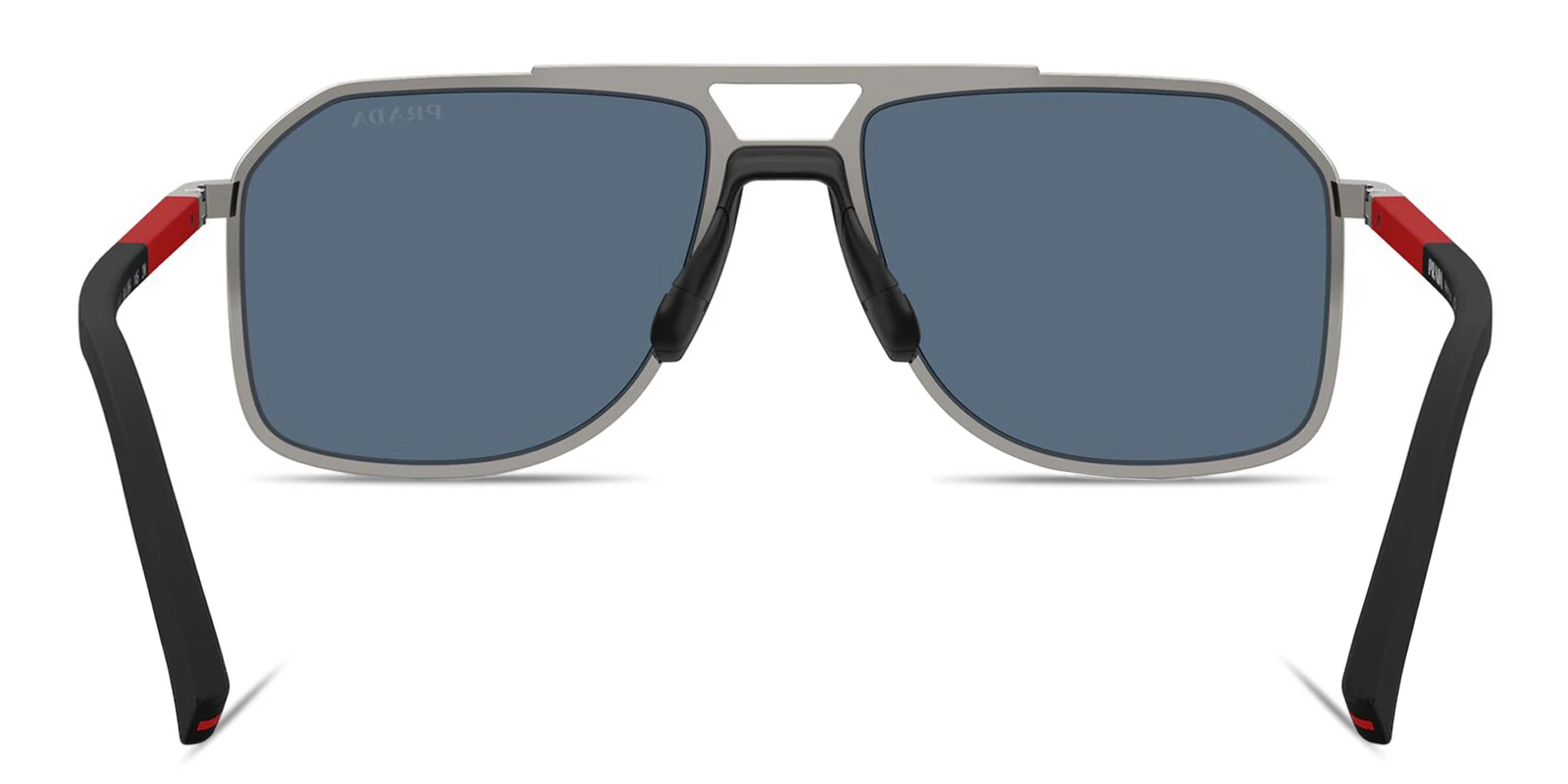 Shop Prada Linea Rossa Logo Signature Aviator Sunglasses in Gunmetal online.