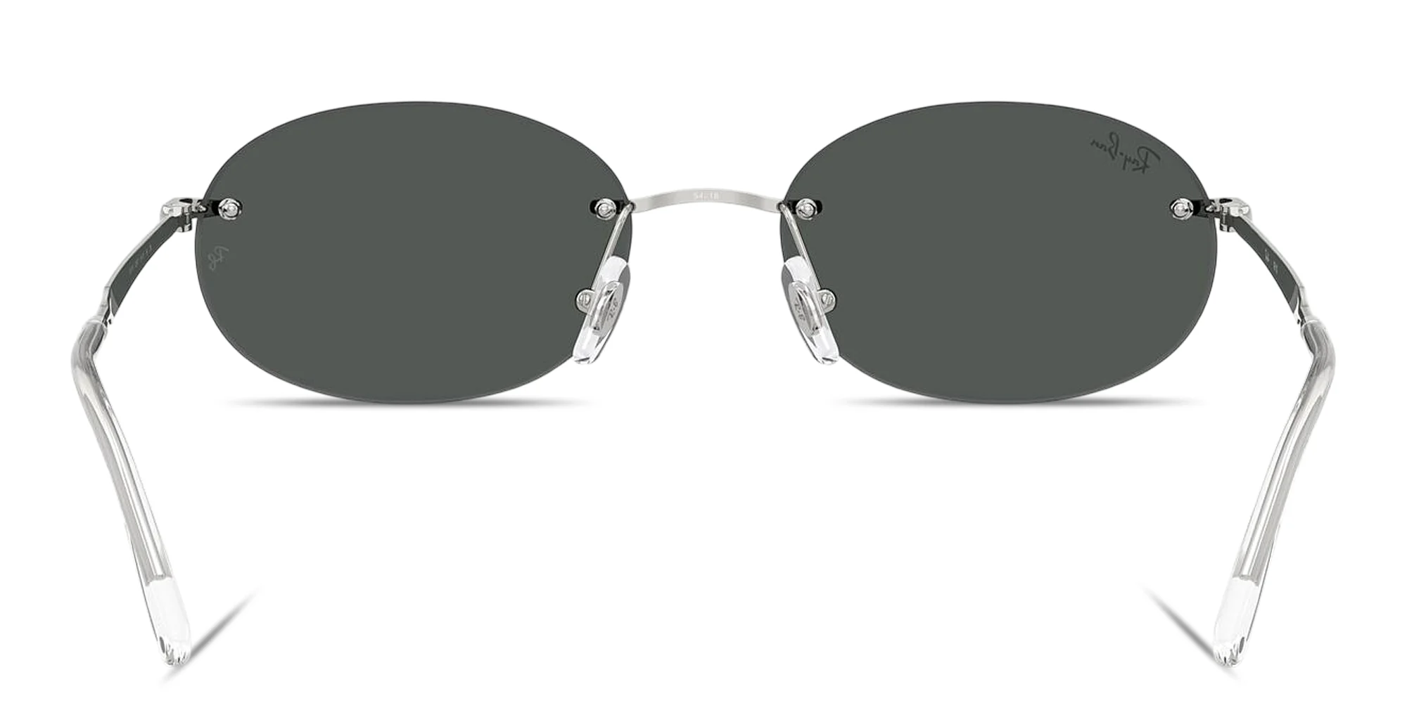 Shop Ray-Ban Logo Signature Unisex Rimless Oval Sunglasses in Silver online.
