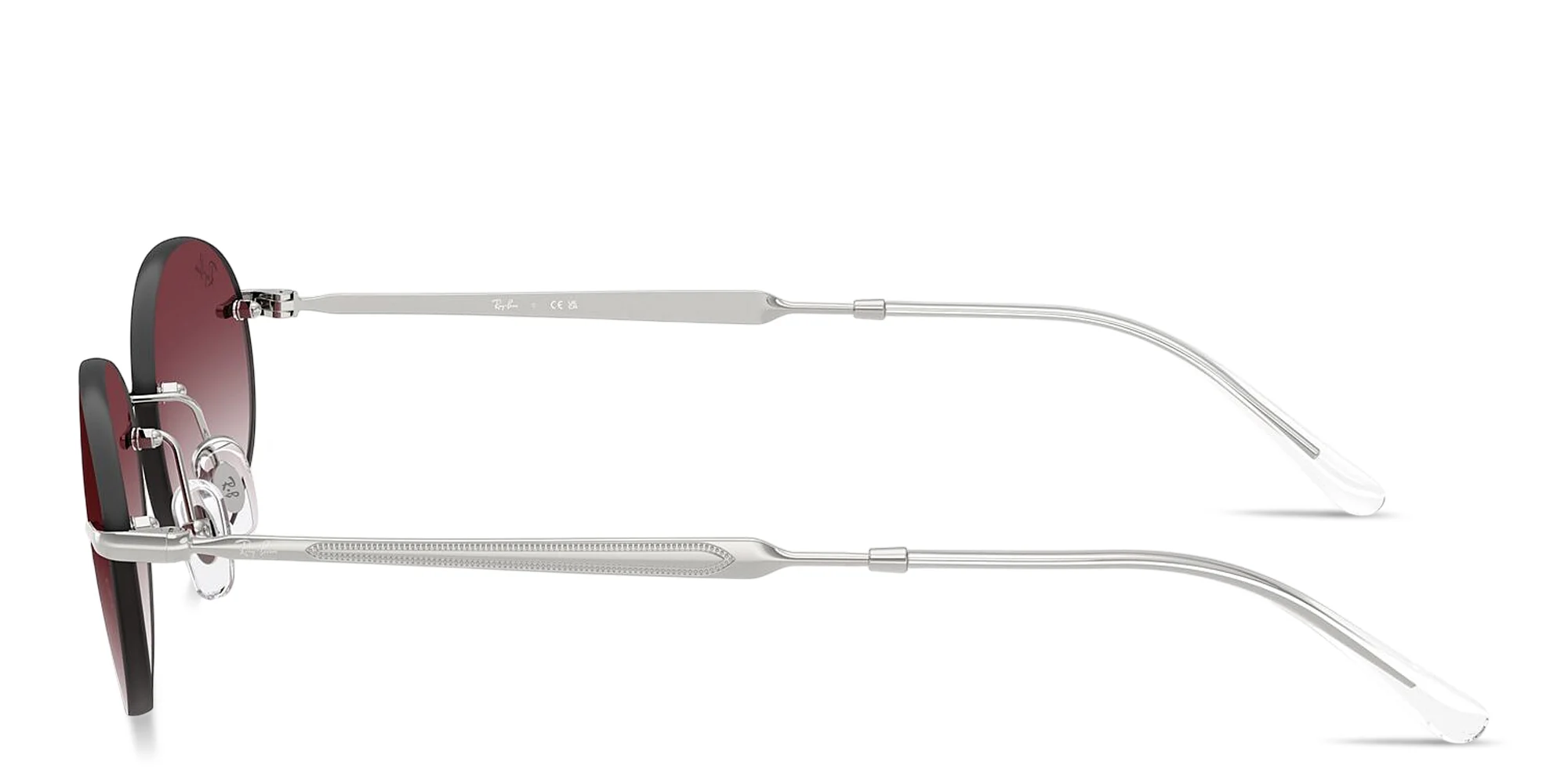 Shop Ray-Ban Logo Signature Unisex Rimless Oval Sunglasses in Silver online.