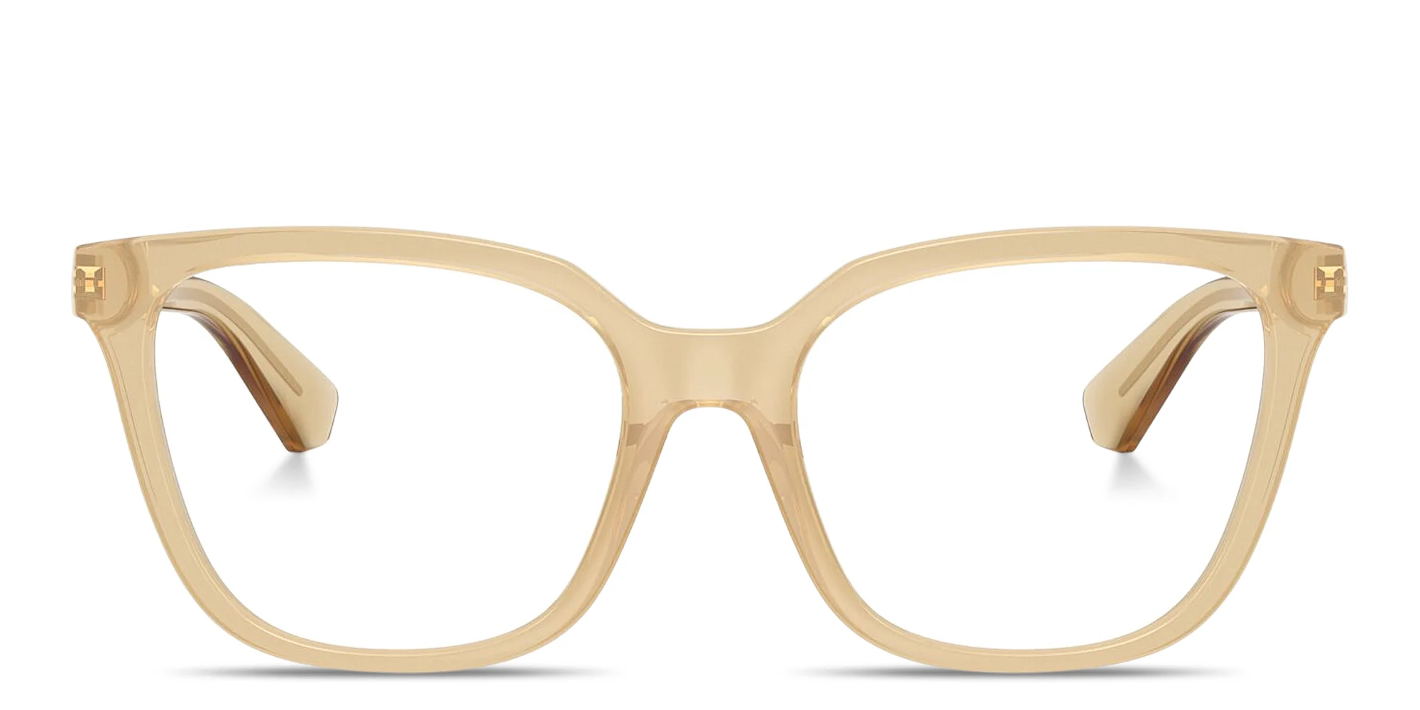 Shop BURBERRY Engraved Logo Square Eyeglasses in Transparent Yellow online.