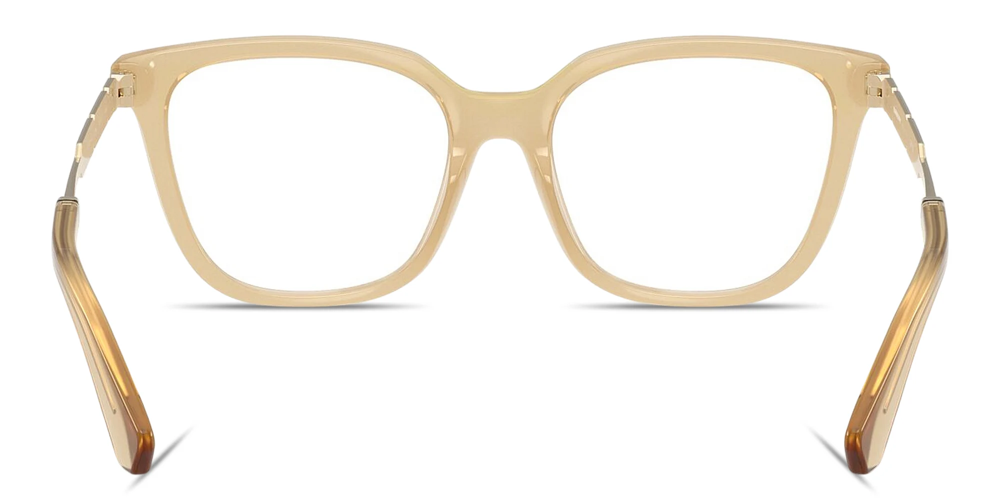 Shop BURBERRY Engraved Logo Square Eyeglasses in Transparent Yellow online.