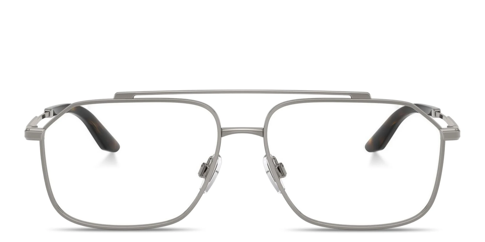 Shop Dolce & Gabbana Engraved Logo Wide Pilot Eyeglasses in Gunmetal online.