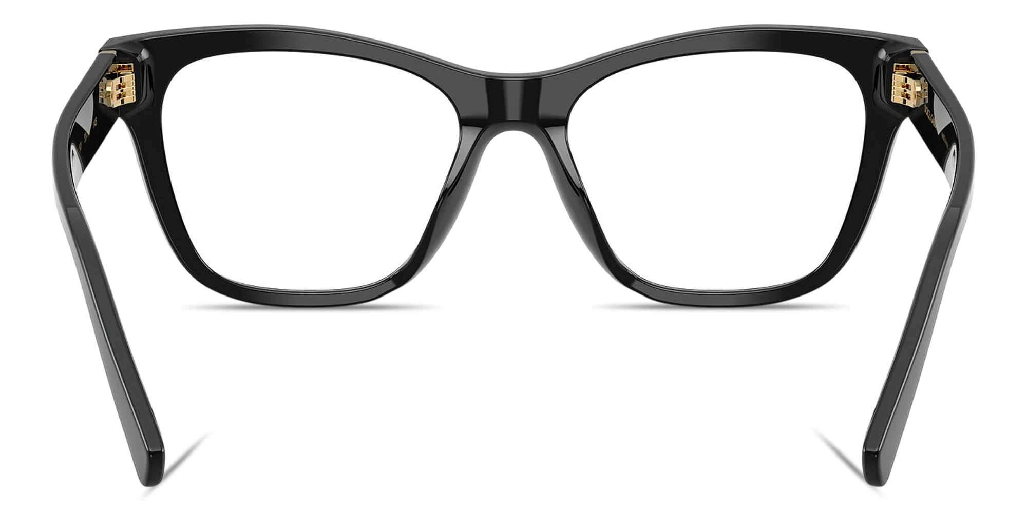 Shop Dolce & Gabbana DG Logo Square Eyeglasses in Shiny Black online.