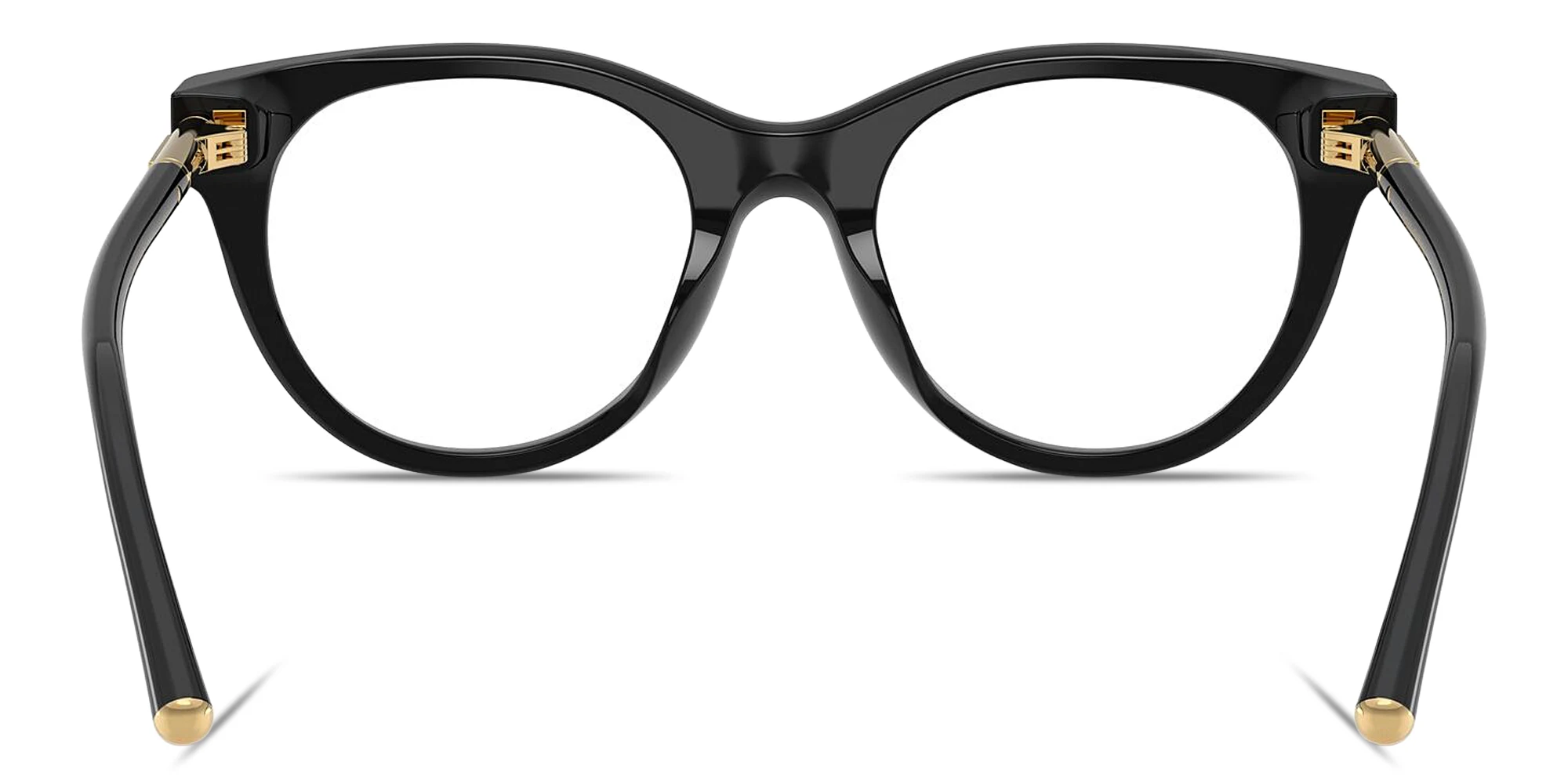 Shop Dolce & Gabbana Engraved Logo Round Eyeglasses in Black online.