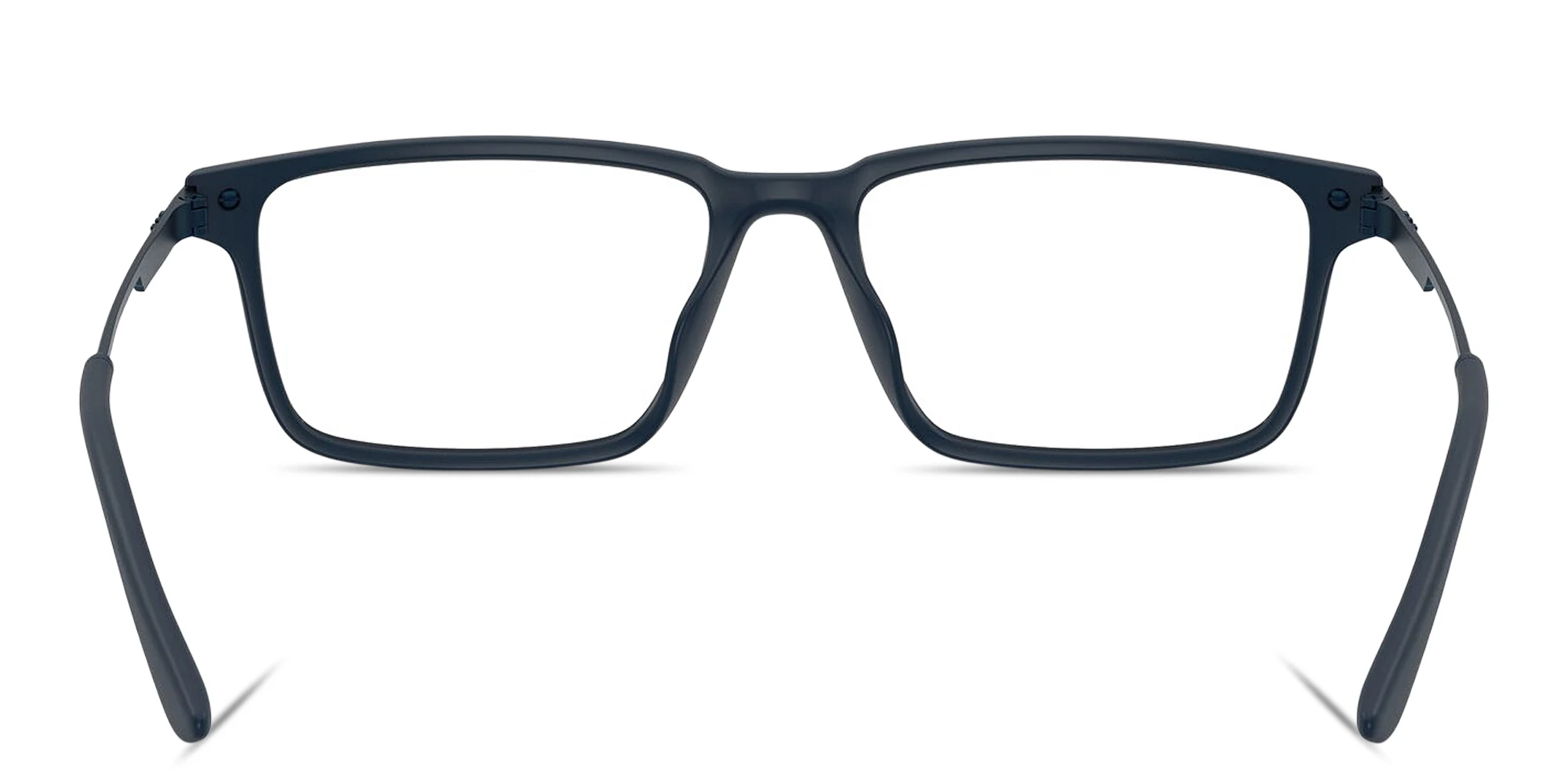 Shop Emporio Armani Eagle Logo Wide Rectangle Eyeglasses in Matte Blue online.