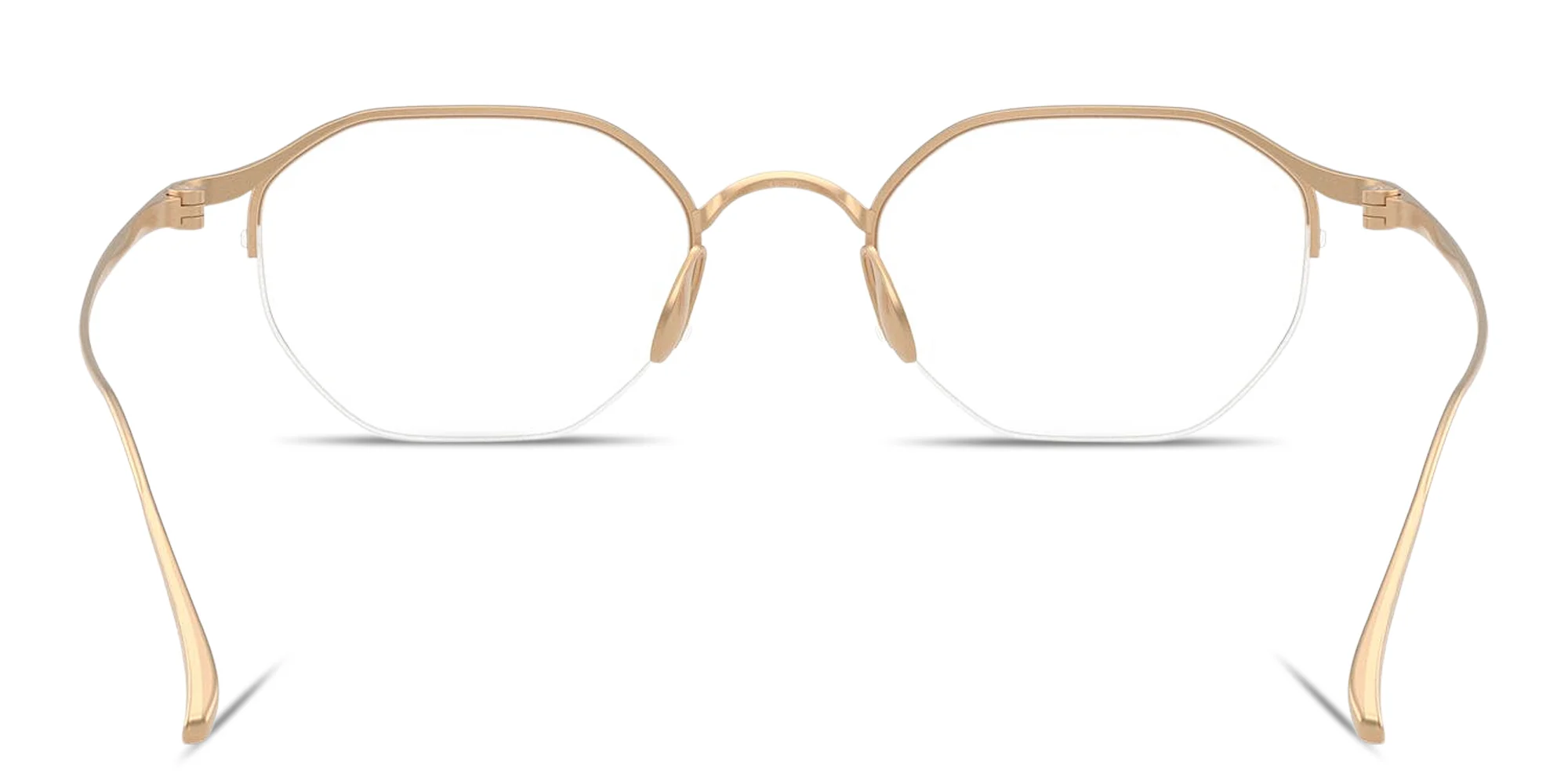 Shop GIORGIO ARMANI Logo Signature Half-Rim Irregular Eyeglasses in Matte Gold online.