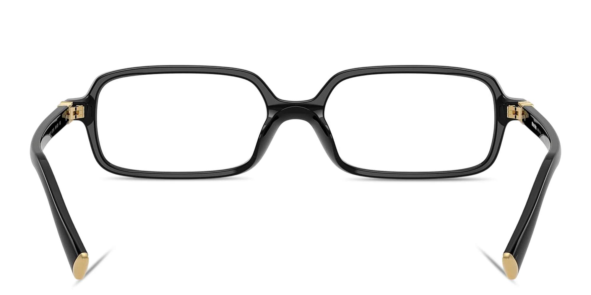Shop MIU MIU Vertical Logo Rectangle Eyeglasses in Black online.