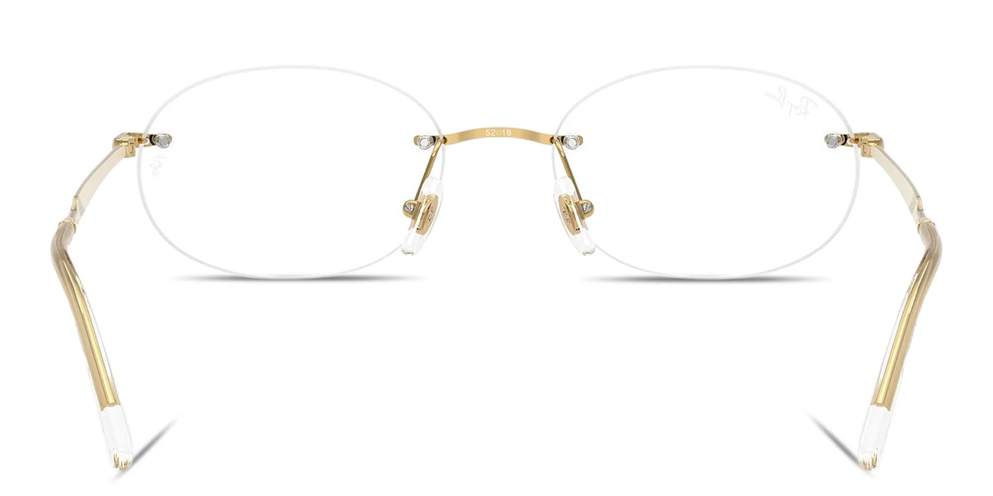 Shop Ray-Ban Optics Unisex Rimless Oval Eyeglasses in Arista Gold online.