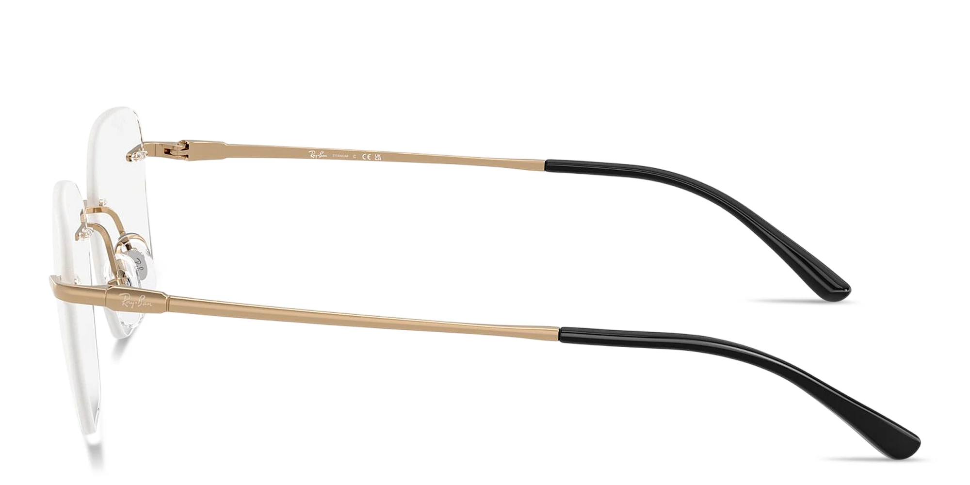 Shop Ray-Ban Titanium Optics Unisex Rimless Square Eyeglasses in Rose Gold online.