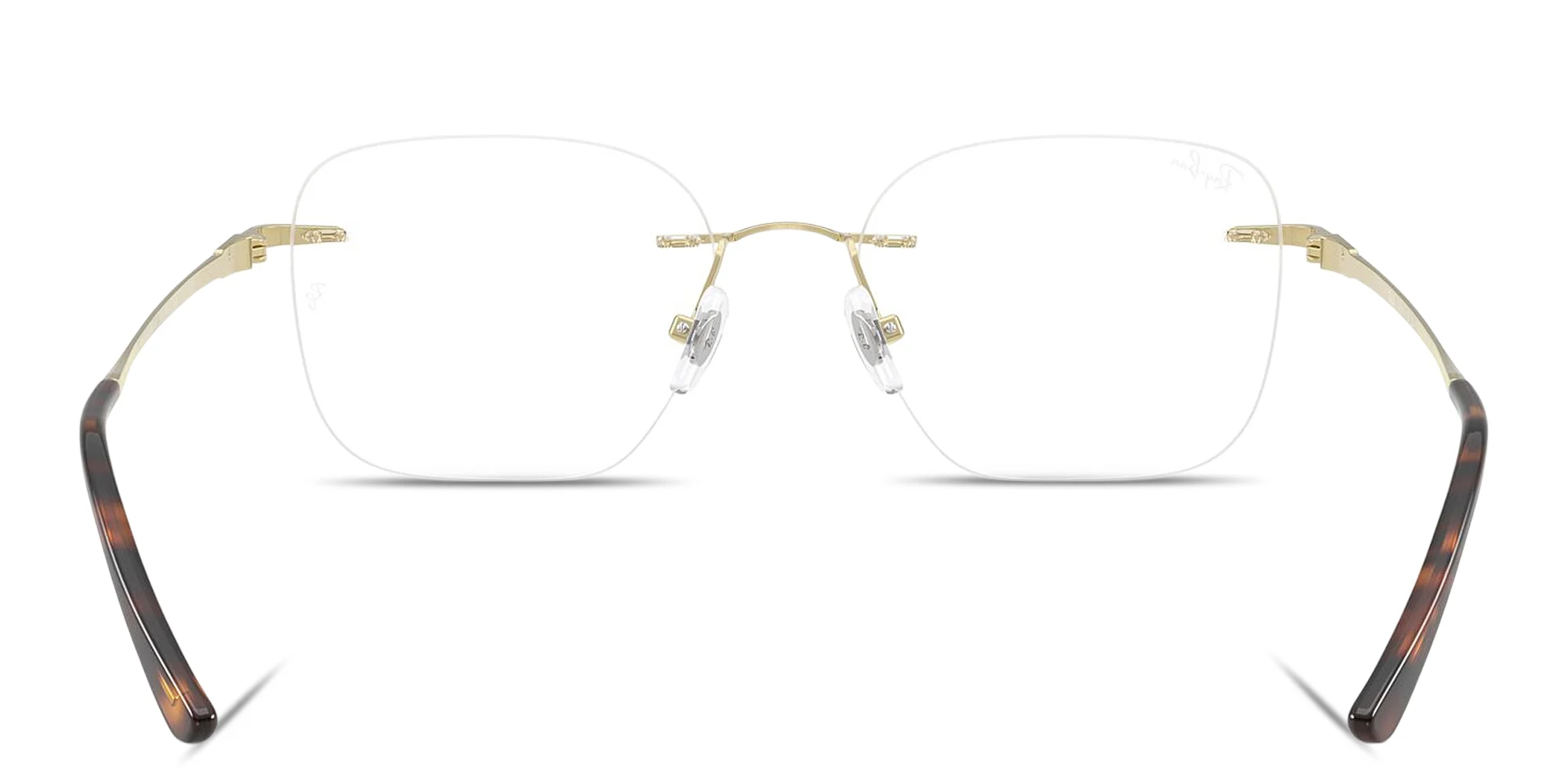 Shop Ray-Ban Titanium Optics Unisex Rimless Square Eyeglasses in Light Gold online.