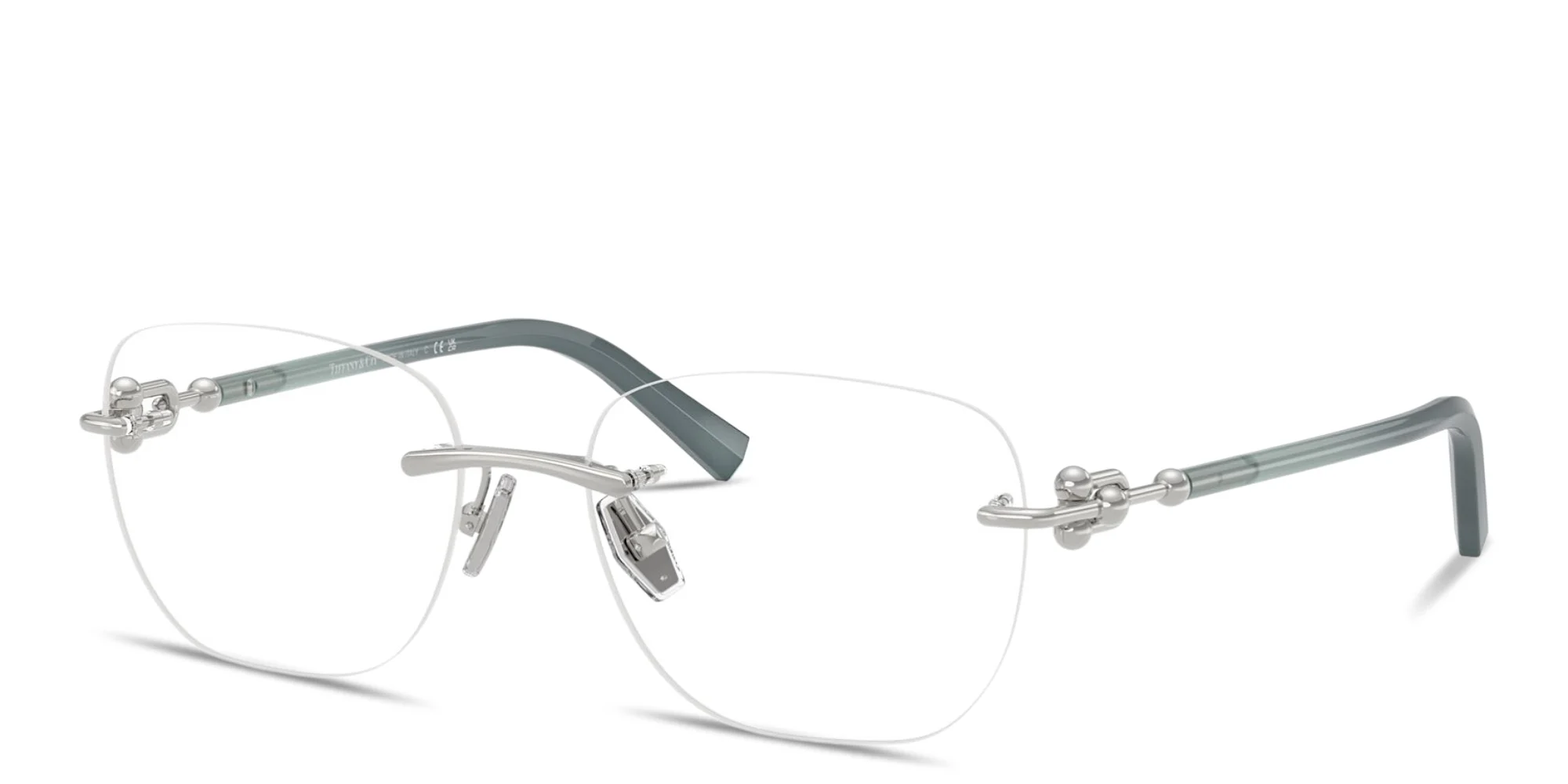 Shop TIFFANY Tiffany HardWear Unisex Rimless Square Eyeglasses in Silver online.