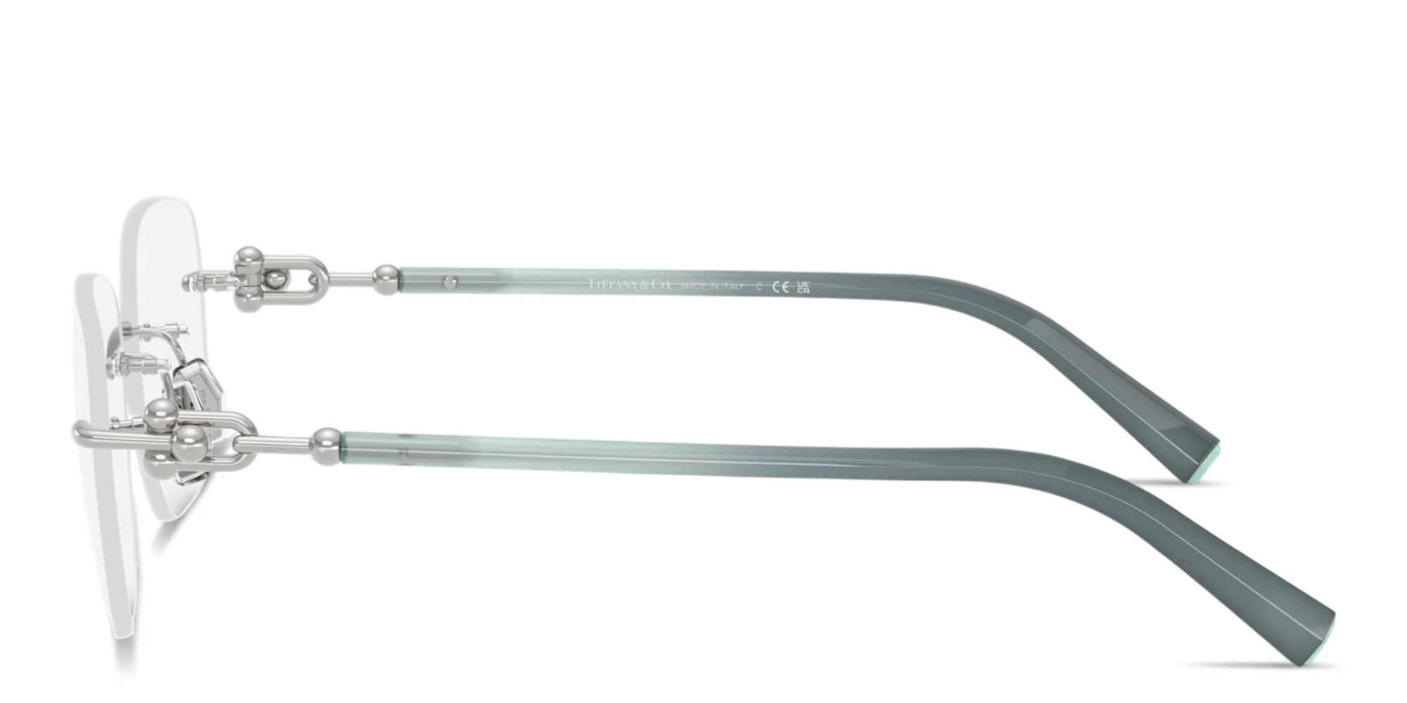 Shop TIFFANY Tiffany HardWear Unisex Rimless Square Eyeglasses in Silver online.