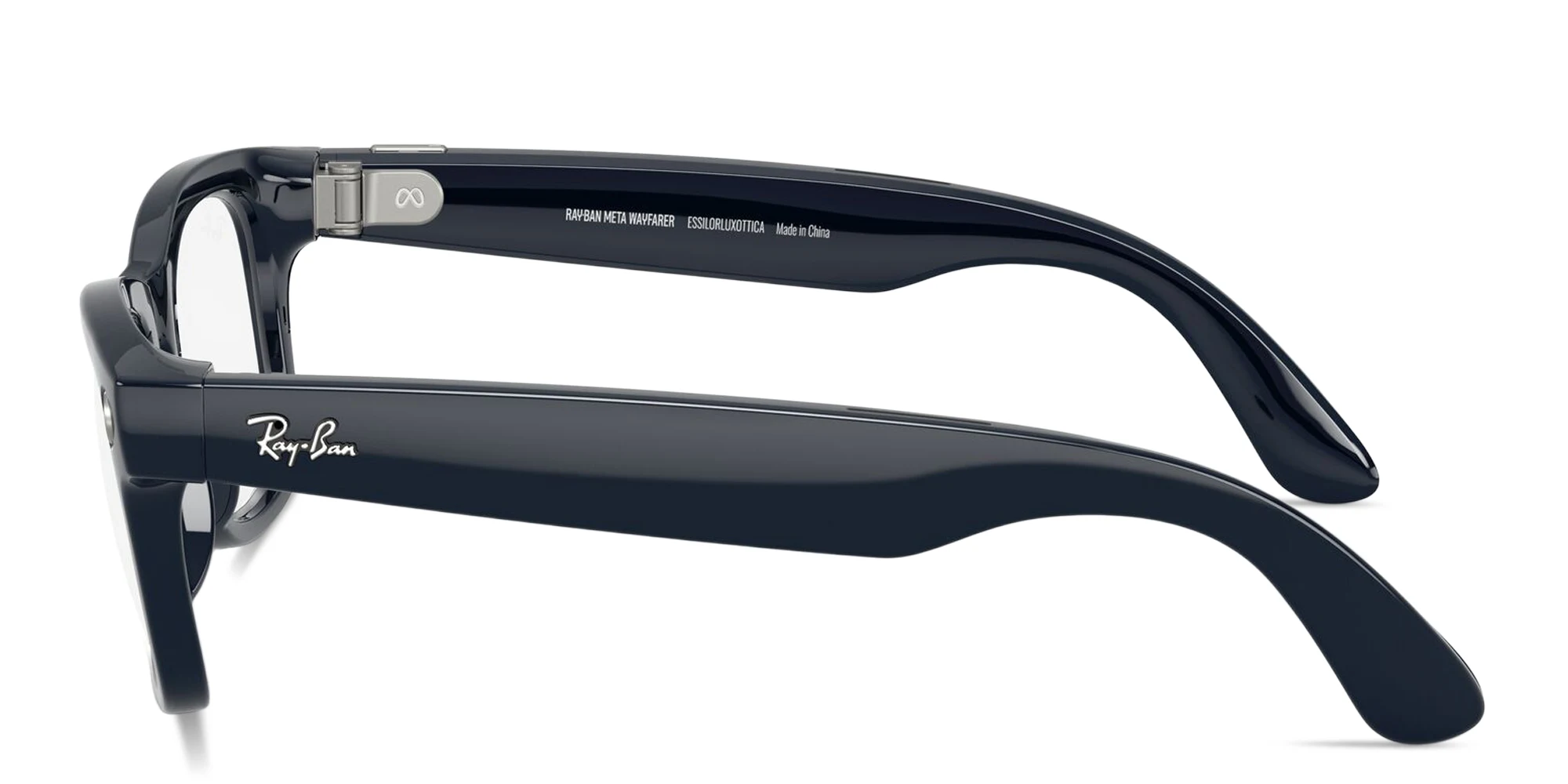 Shop Ray-Ban Meta Wayfarer Transitions® Unisex Square Sunglasses in Shiny Cosmic Blue online.