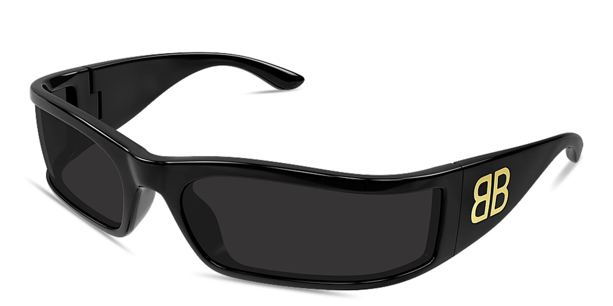 Shop BALENCIAGA BB Unisex Wide Mask Sunglasses in Black online.