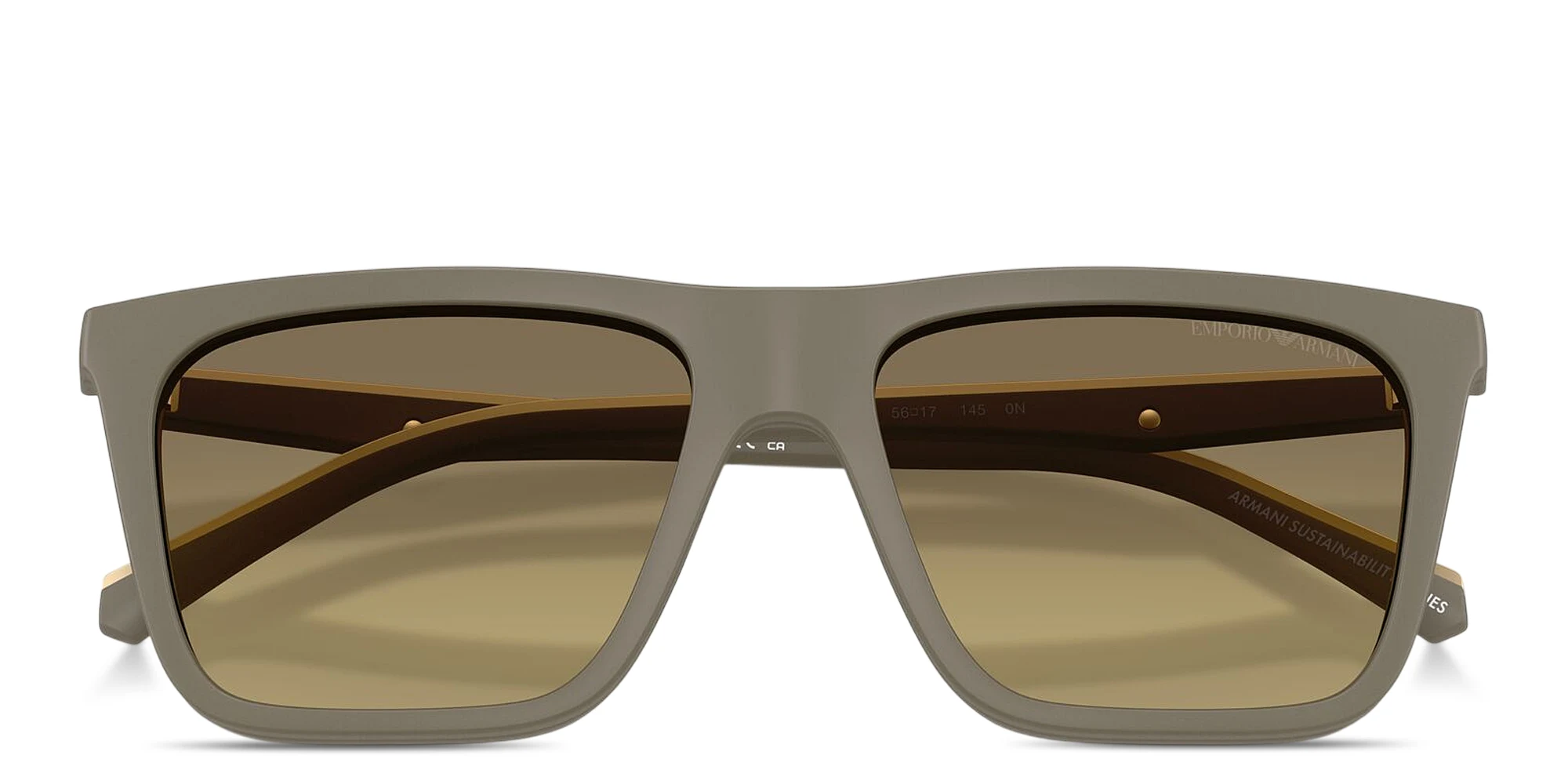 Shop Emporio Armani Clip-On Square Eyeglasses in Beige online.