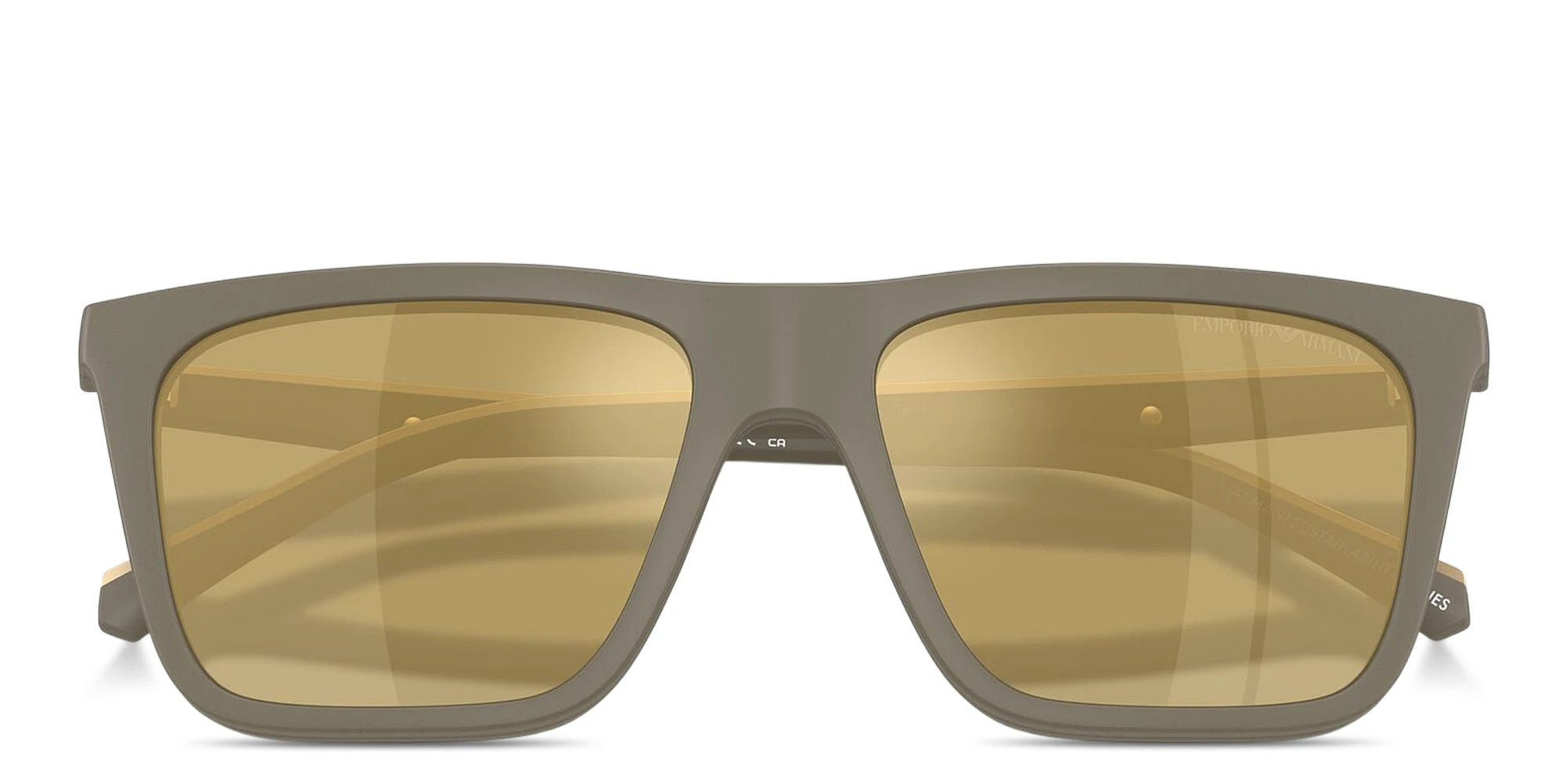 Shop Emporio Armani Clip-On Square Eyeglasses in Beige online.
