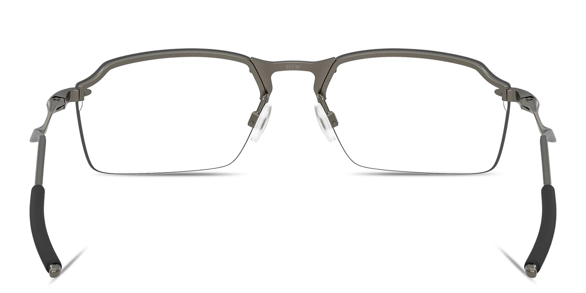 Shop Oakley Tailback 2.0 Wide Half-Rim Rectangle Eyeglasses in Matte Gunmetal online.