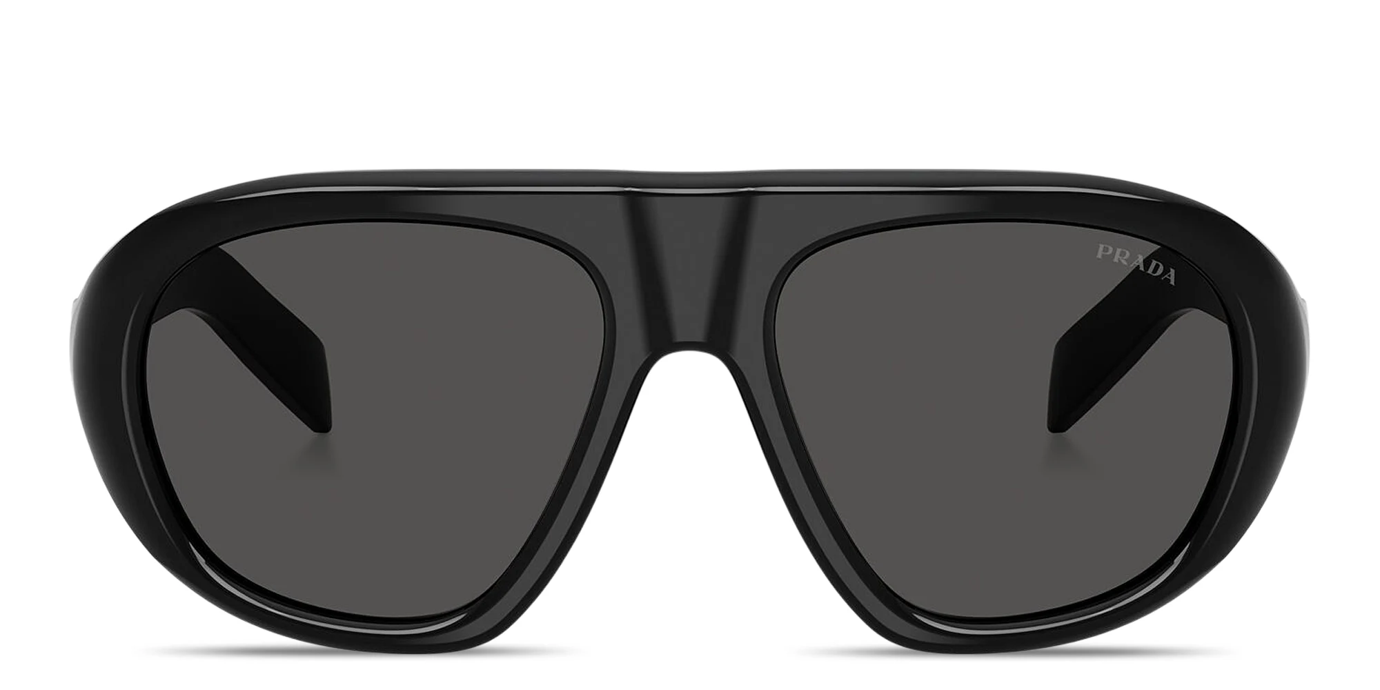 Shop PRADA Logo Signature Irregular Sunglasses in Black online.
