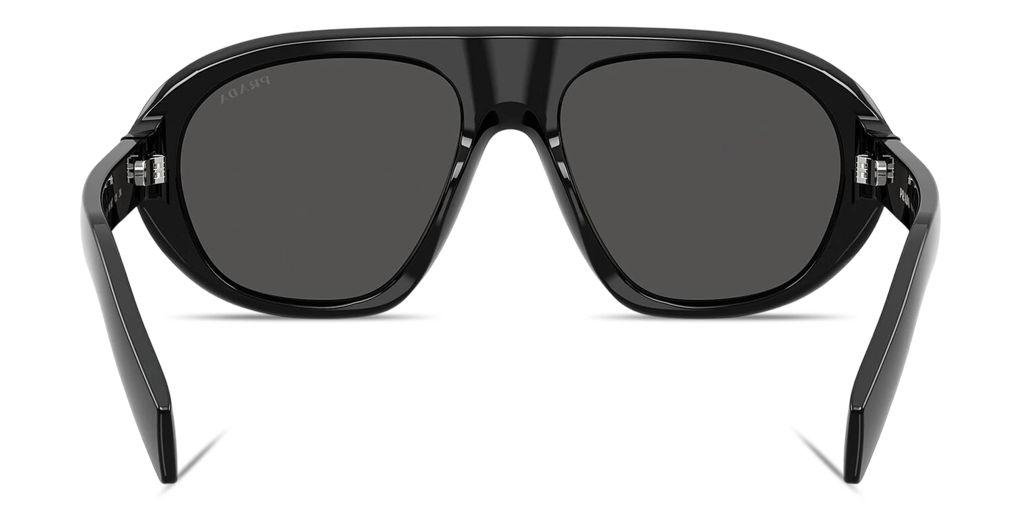 Shop PRADA Logo Signature Irregular Sunglasses in Black online.