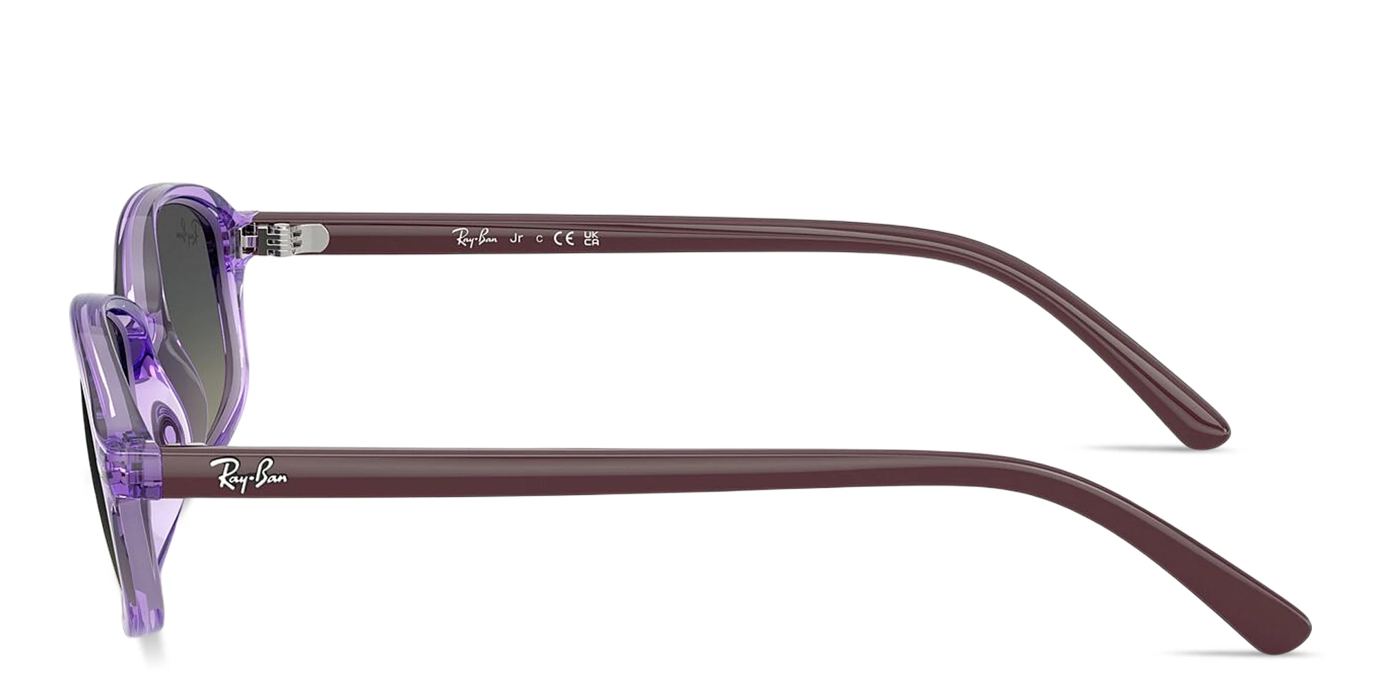 Shop Ray-Ban Logo Kids Irregular Sunglasses in Transparent Violet online.