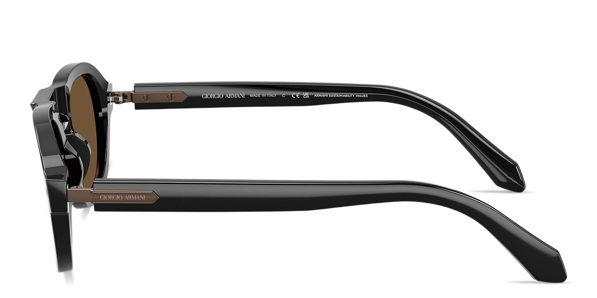 Shop GIORGIO ARMANI Logo Signature Pillow Sunglasses in Black online.