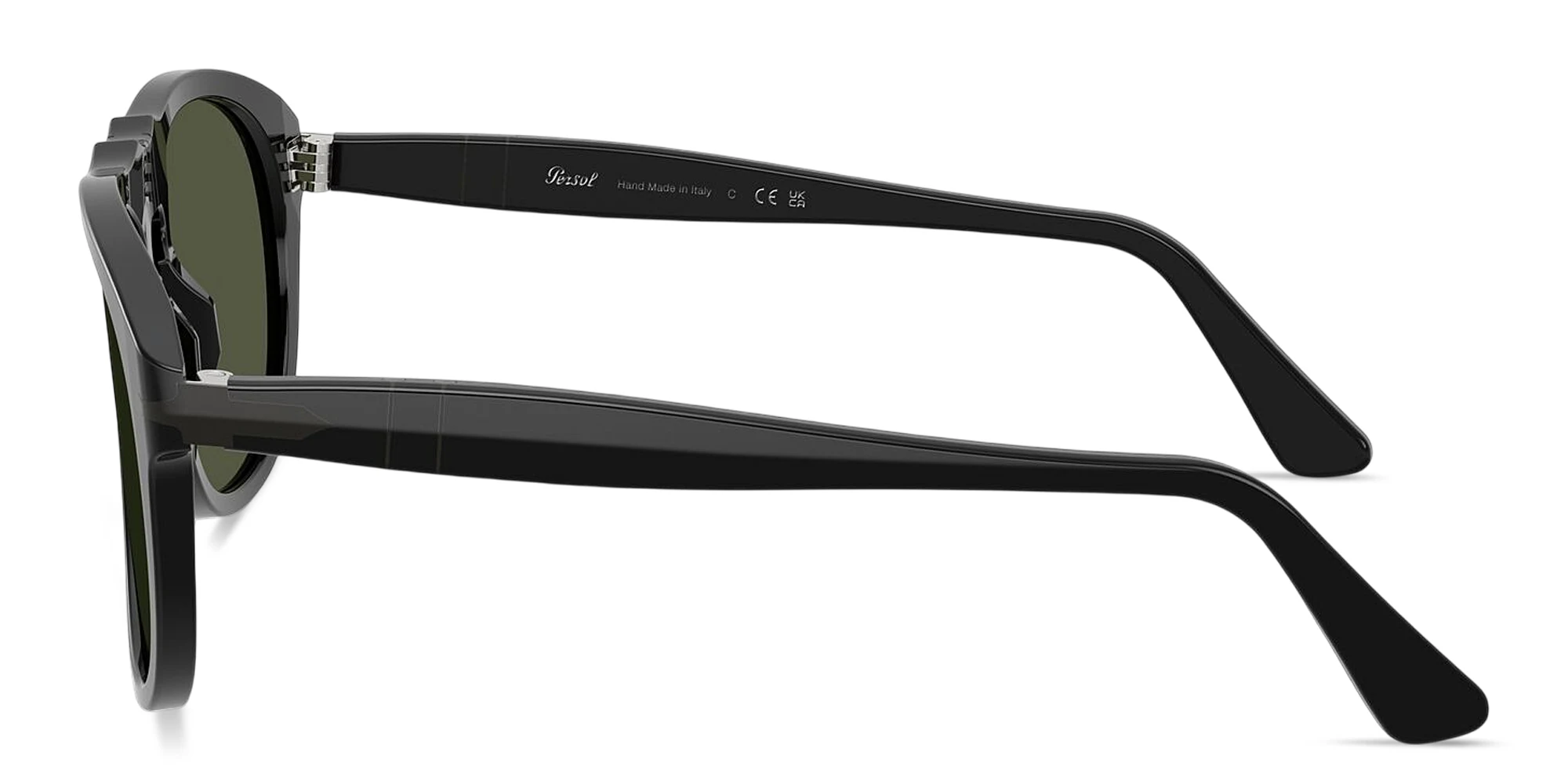 Shop PERSOL Arrow Unisex Pilot Sunglasses in Black online.