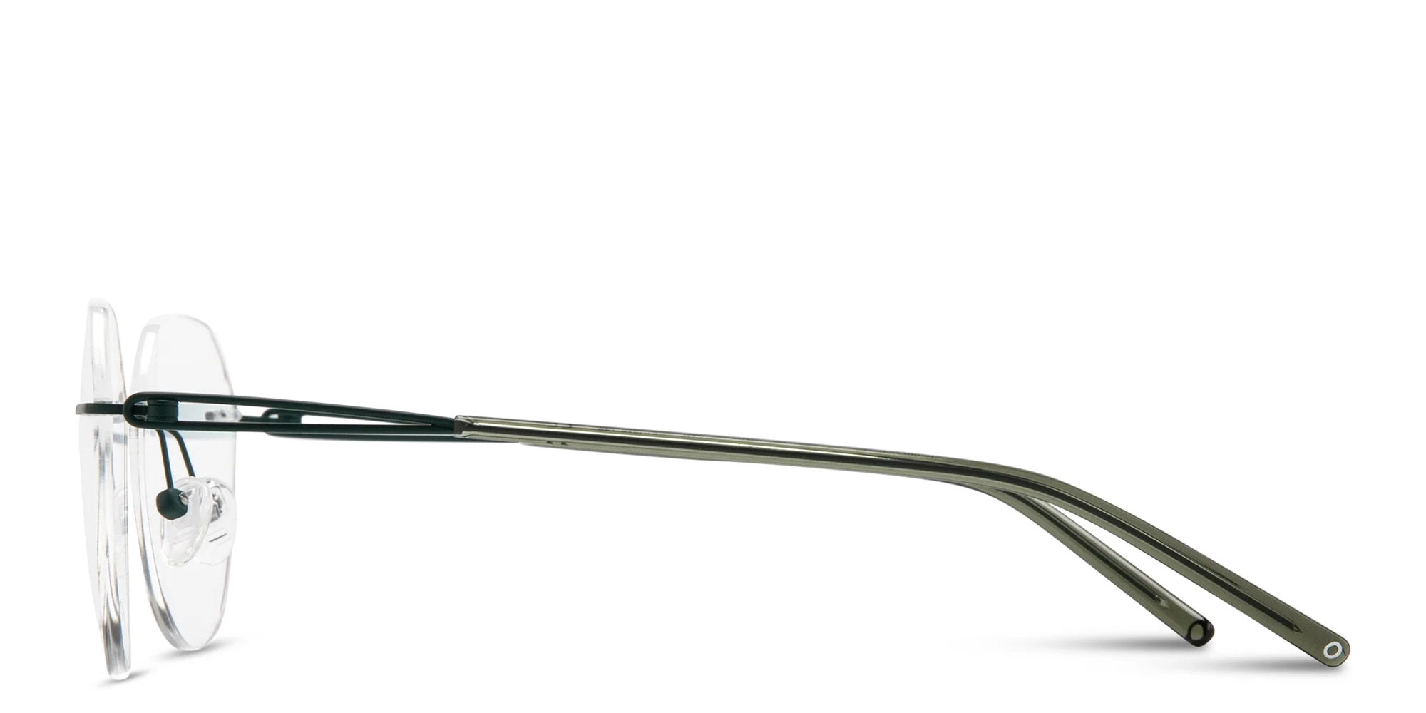 Shop MONOSTROM Rimless Panthos Eyeglasses in Olive online.