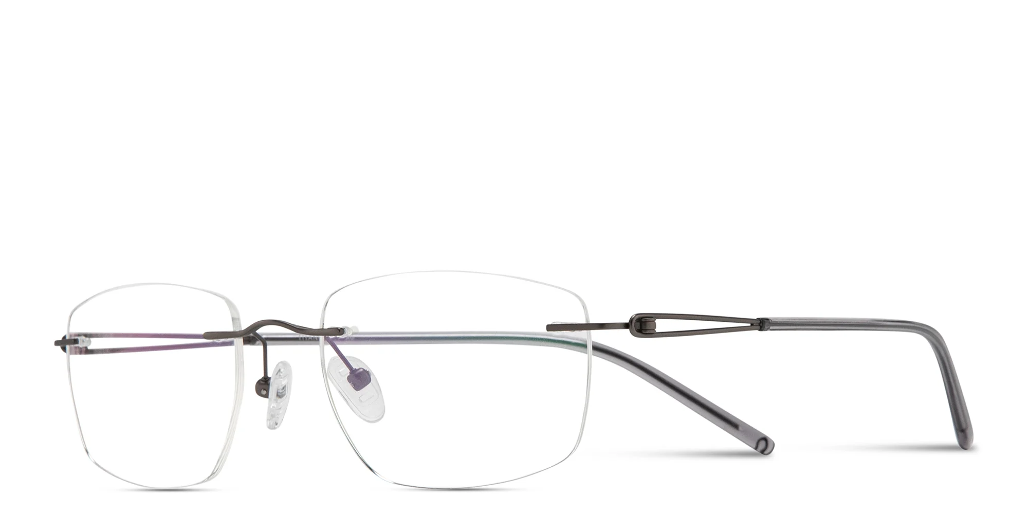 Shop MONOSTROM Rimless Rectangle Eyeglasses in Gunmetal online.