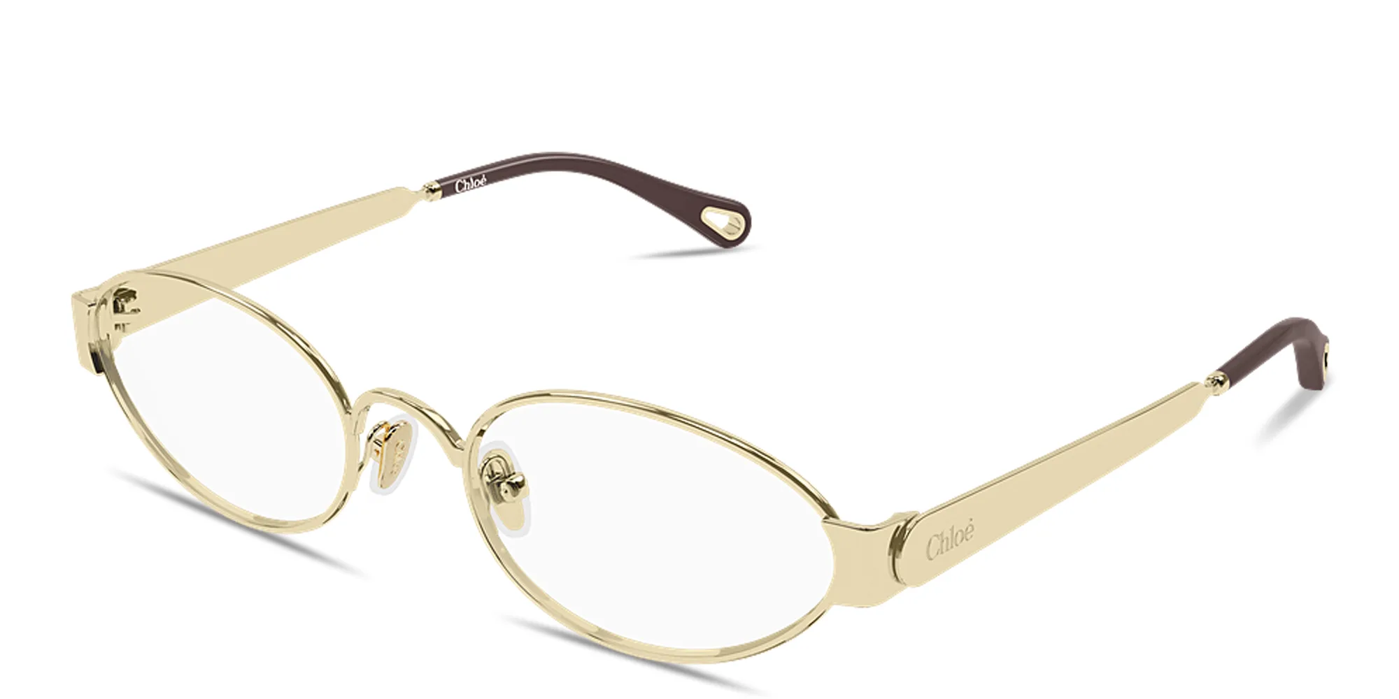 Shop Chloe Holly Oval Eyeglasses in Polished Gold online.