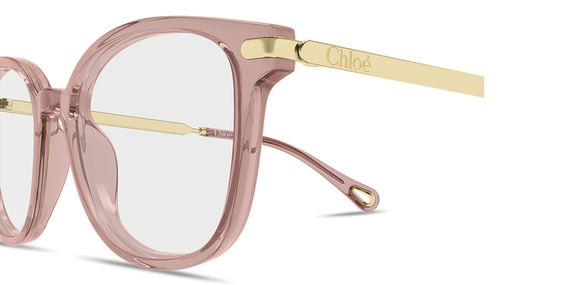 Shop Chloe Aly Square Eyeglasses in Transparent Pink online.