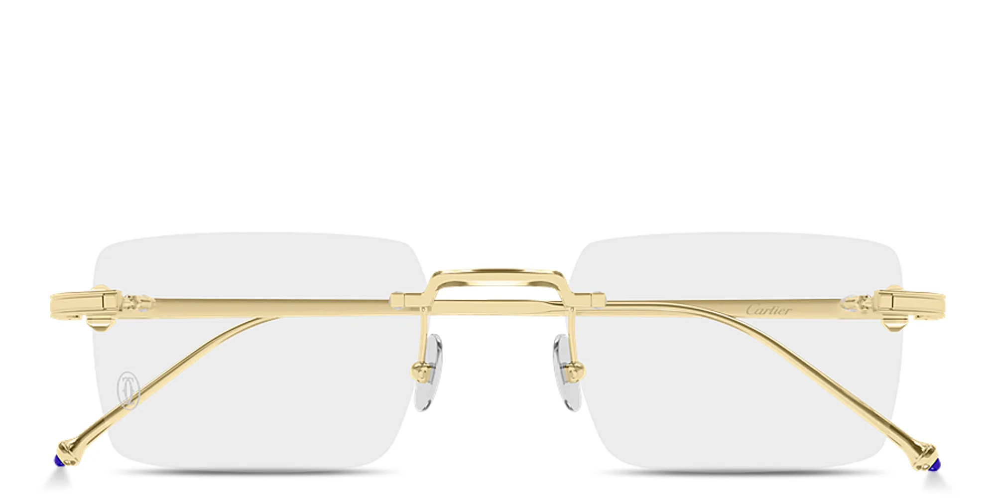 Shop Cartier Pasha Rimless Rectangle Eyeglasses in Gold online.