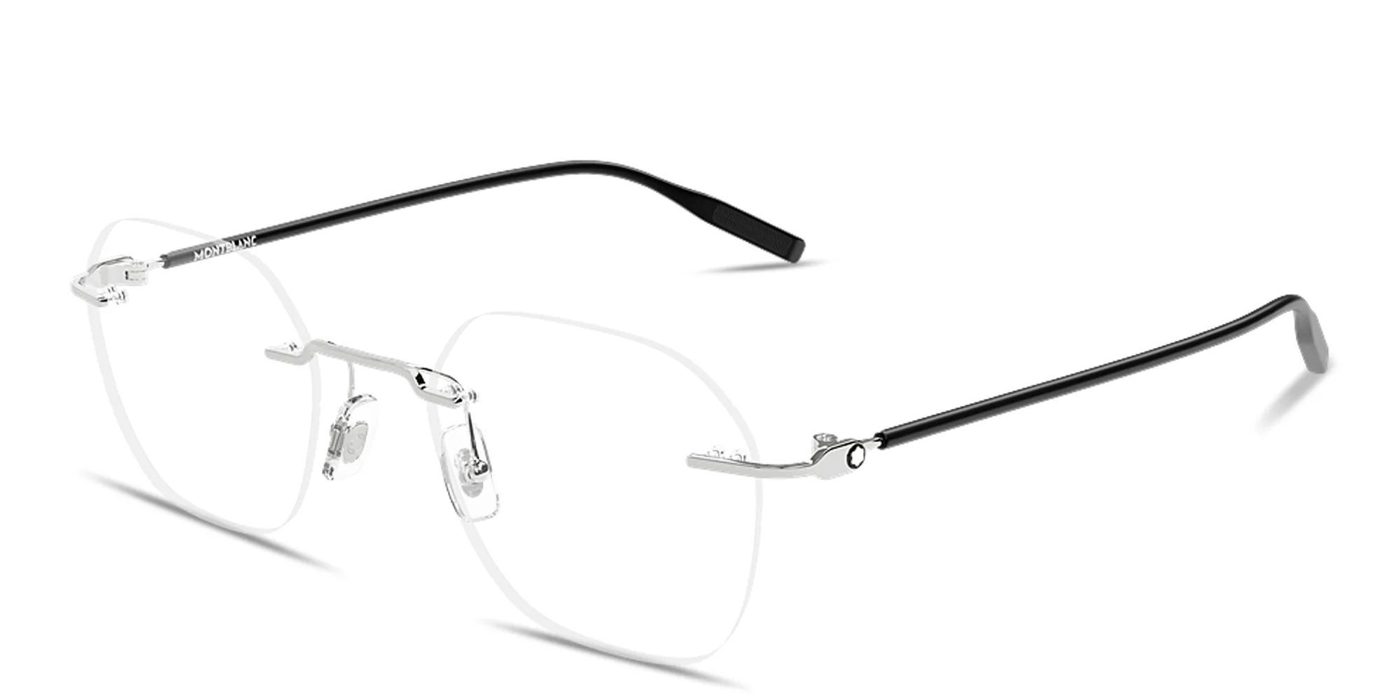 Shop MONTBLANC Snowcap Rimless Panthos Eyeglasses in Silver online.